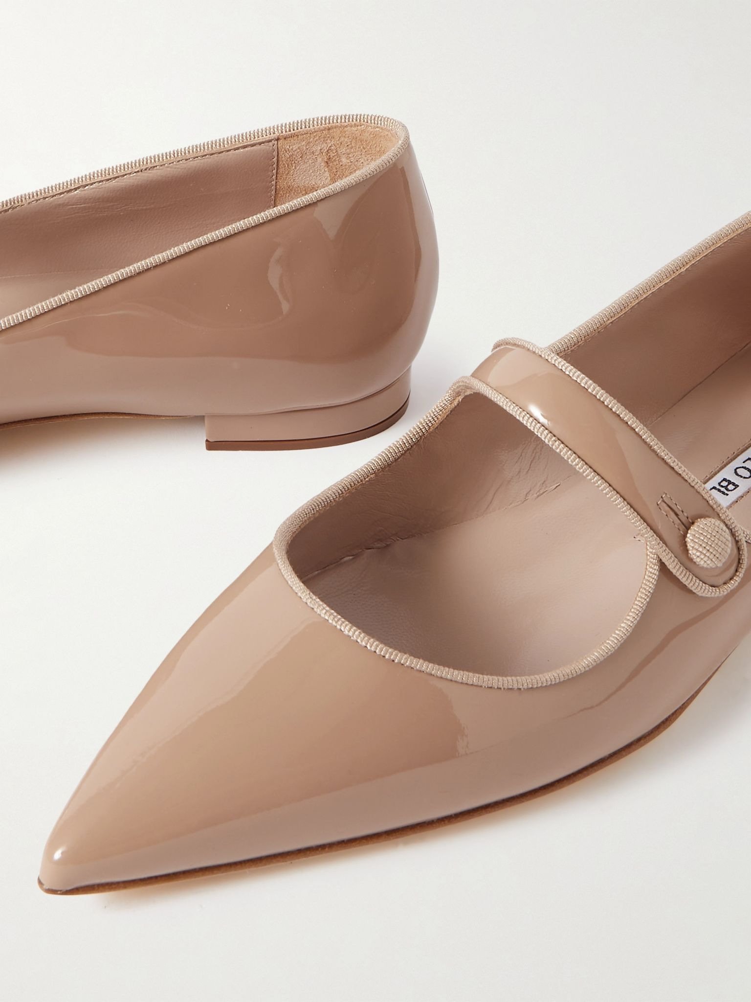 Campari grosgrain-trimmed patent-leather ballet flats Neutral - 4