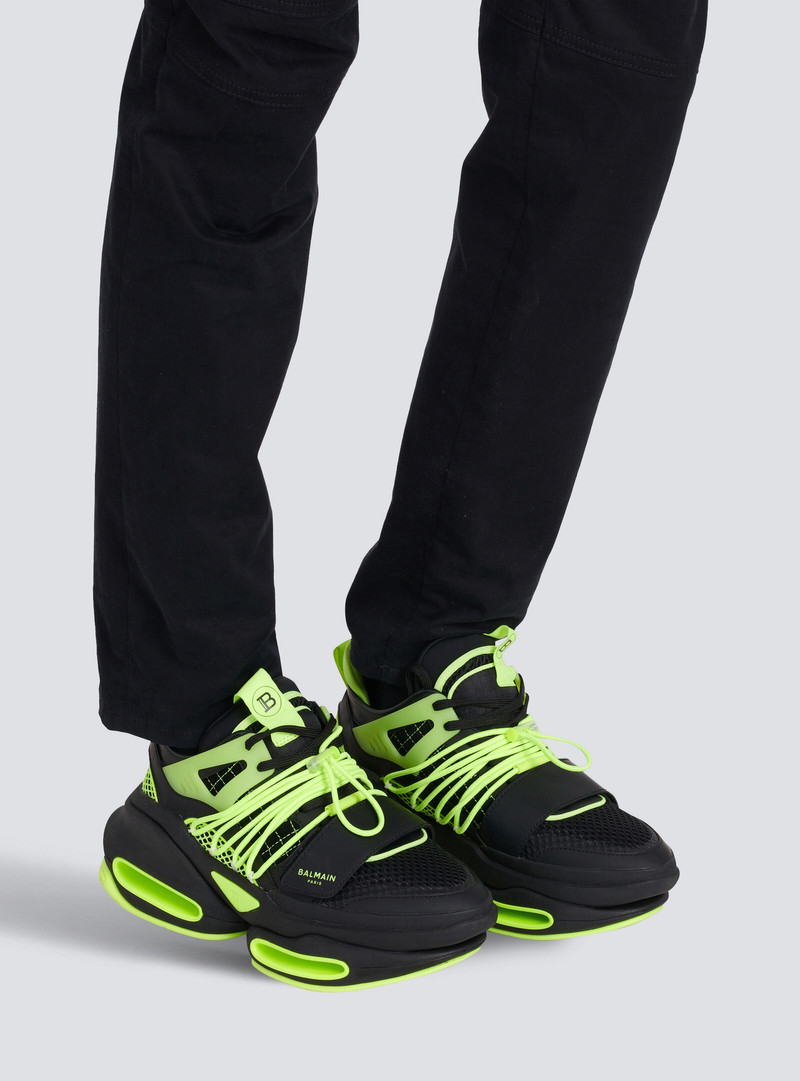 Balmain Leather, neoprene and mesh B-Bold low-top sneakers outlook