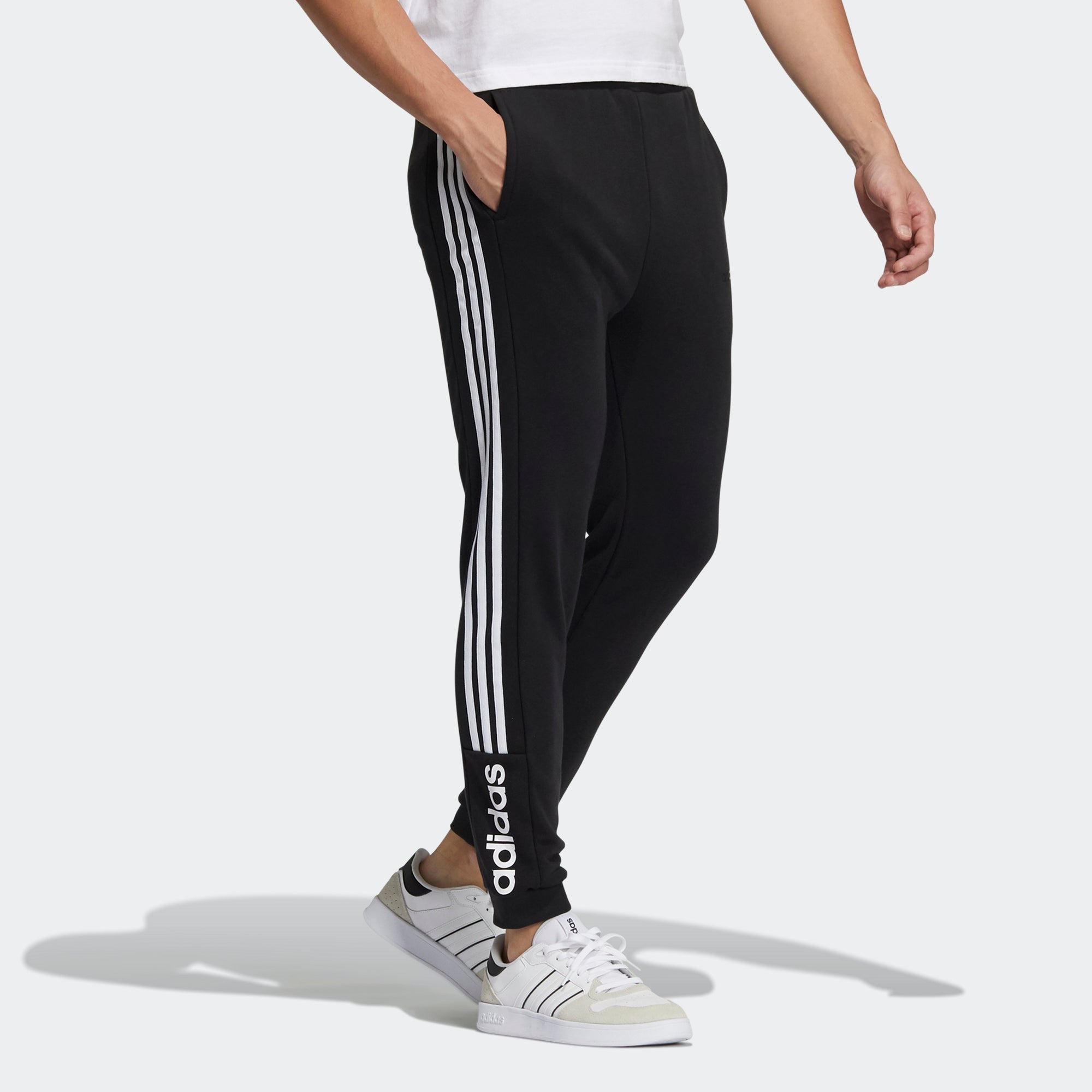 Men's adidas neo Bse Pant Casual Breathable Sports Side Stripe Long Pants/Trousers Black HG9045 - 4