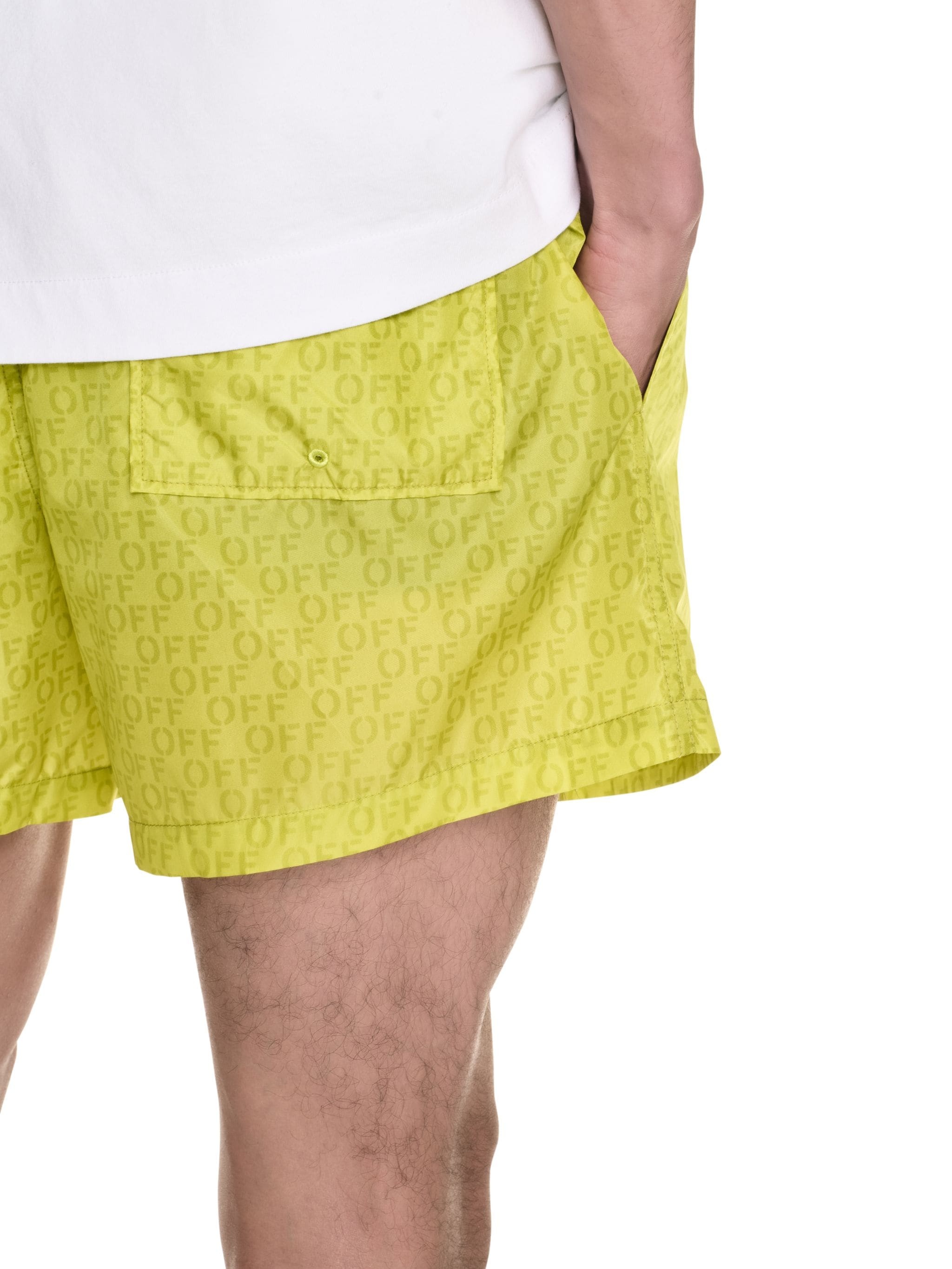 Yellow Off Stamp Allover Swimshorts - 5