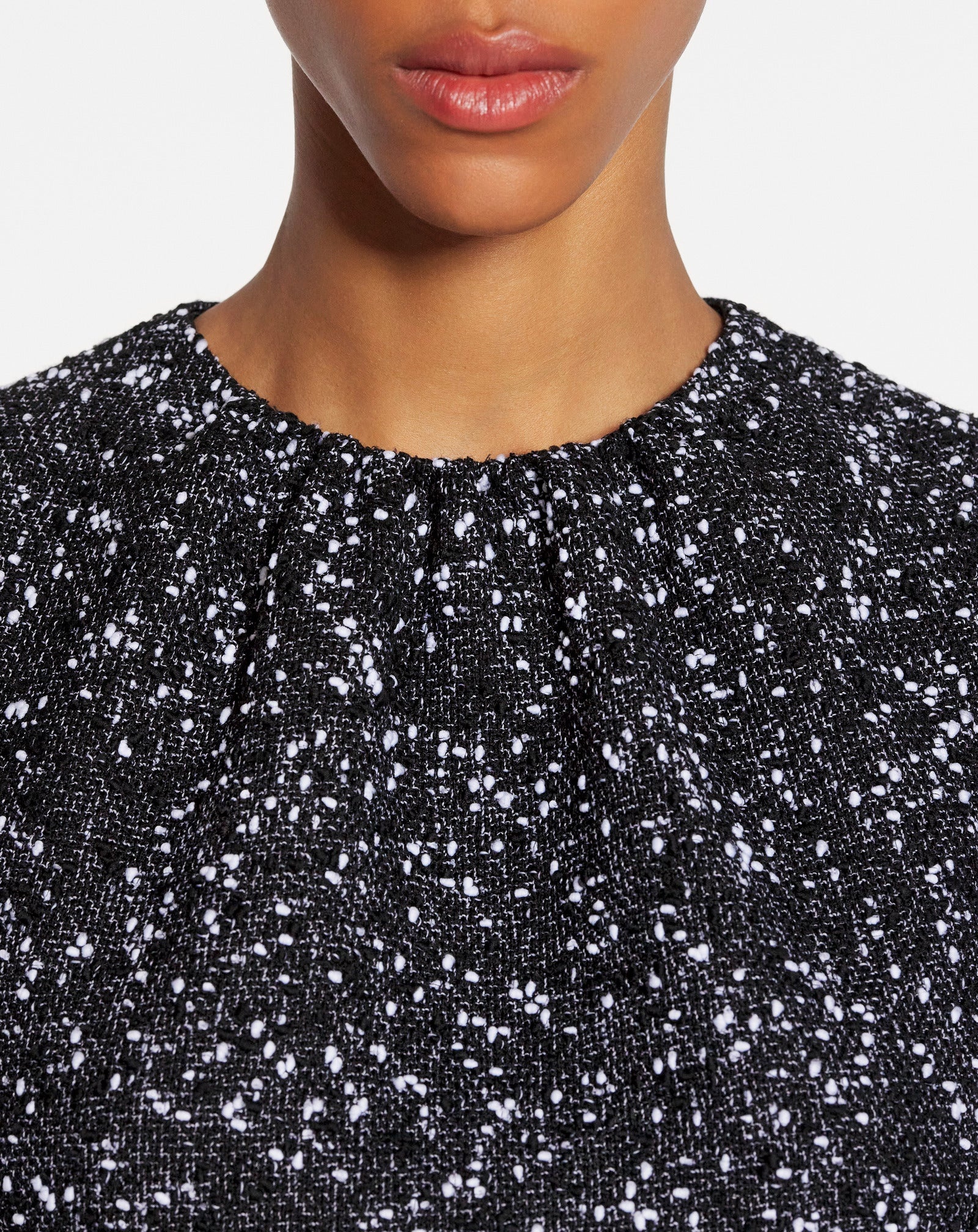 GATHERED NECK MINI DRESS IN TWEED - 5