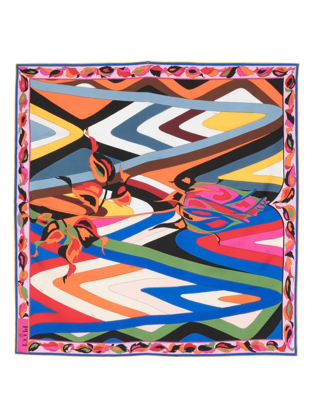 abstract print silk scarf - 1