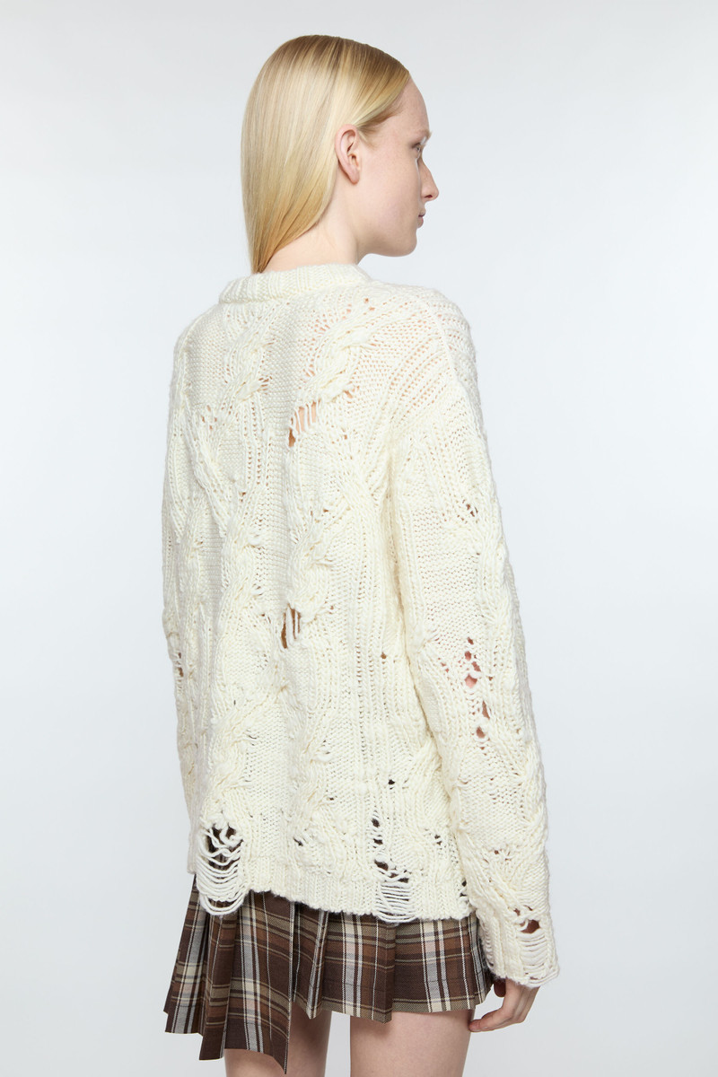 Distressed cable jumper - Pale beige 3