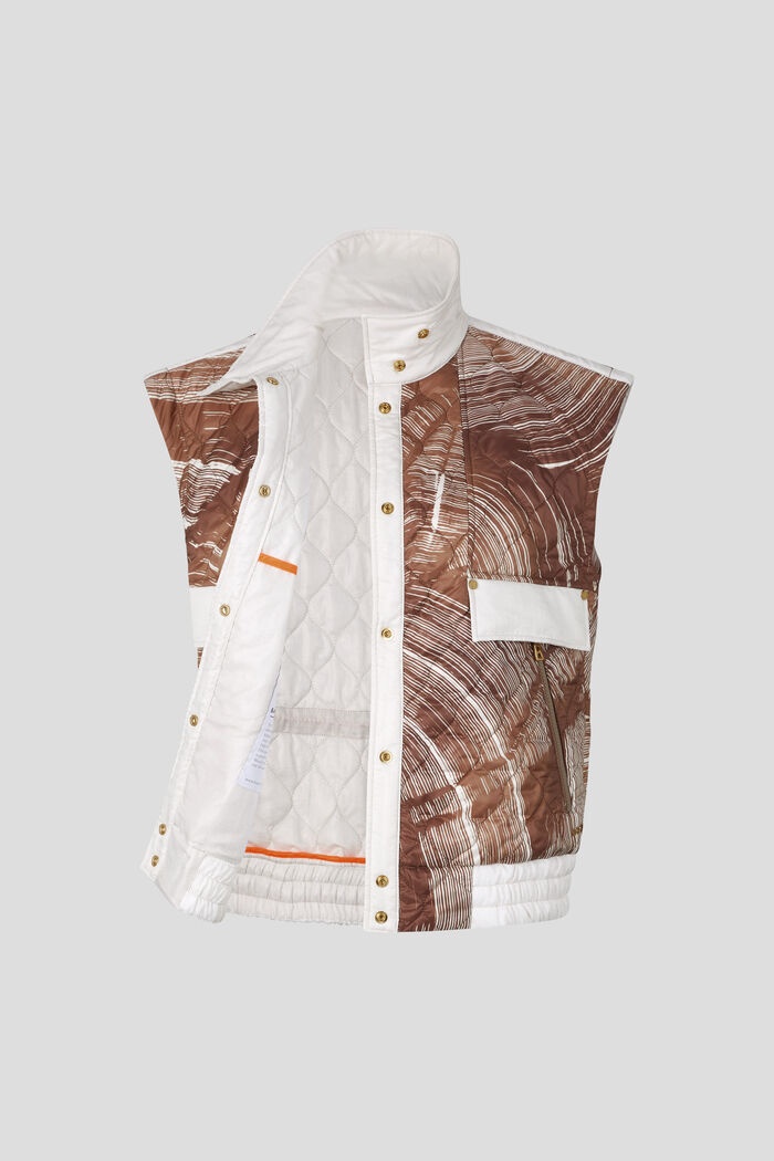 Pinar Quilted gilet in Brown/Off-white - 7