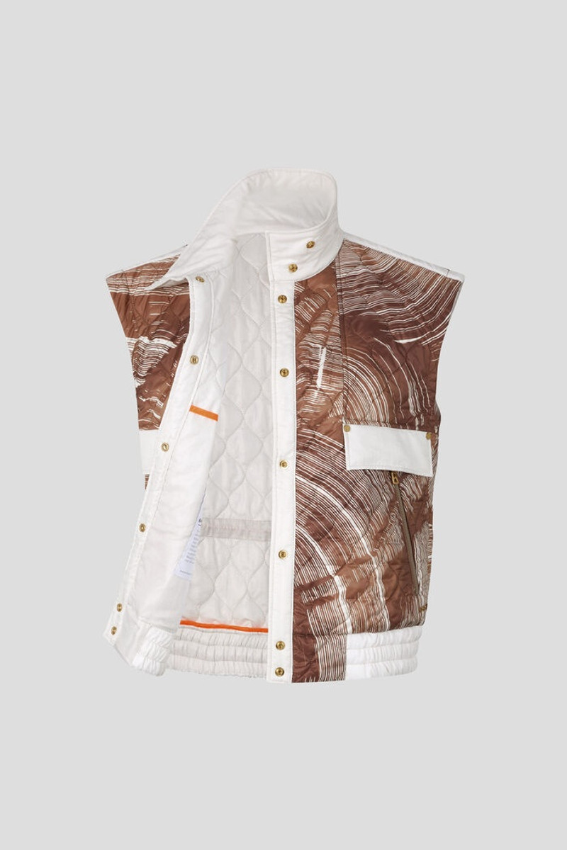 Pinar Quilted gilet in Brown/Off-white 7