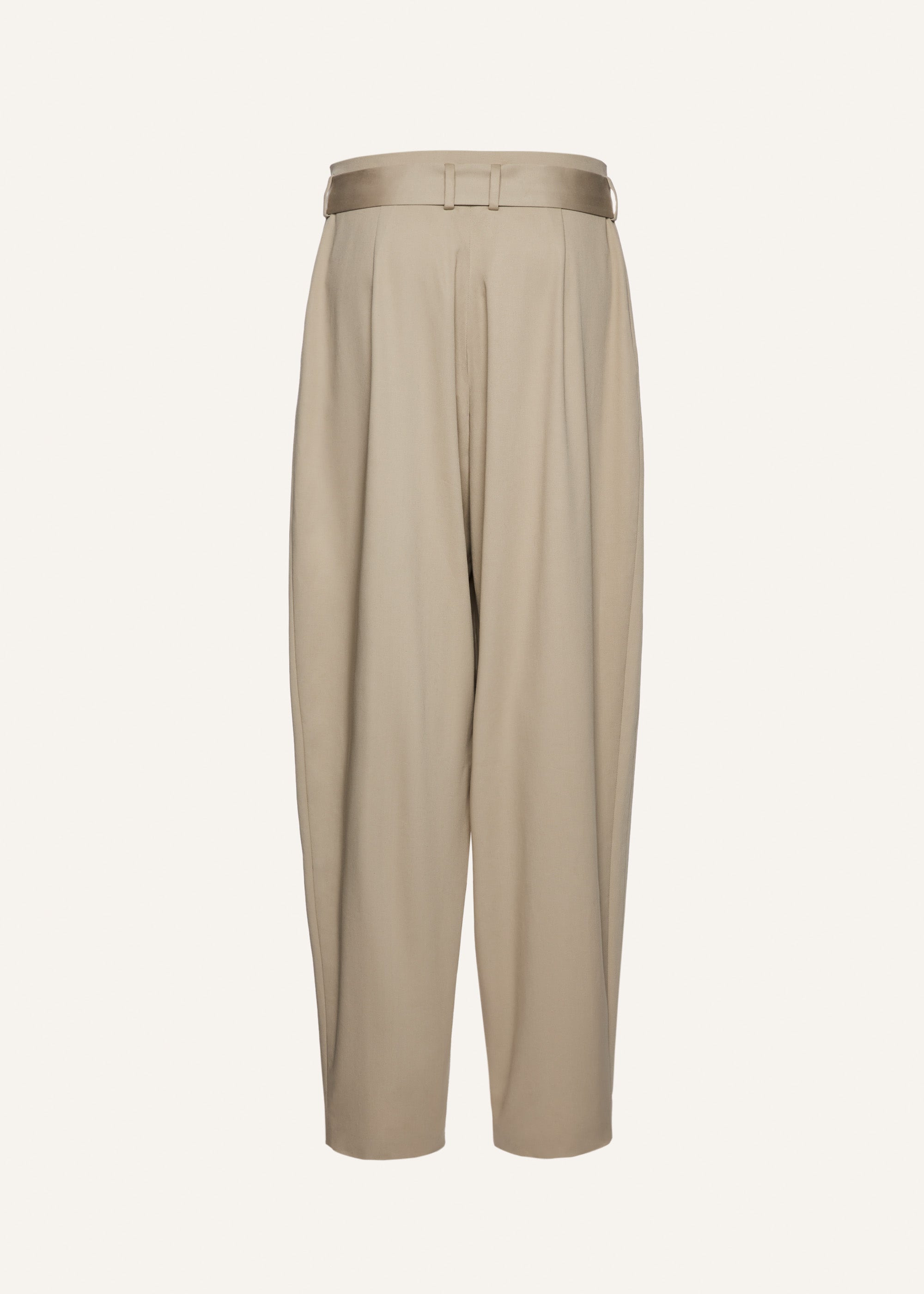 Pleated tapered trousers in beige - 2