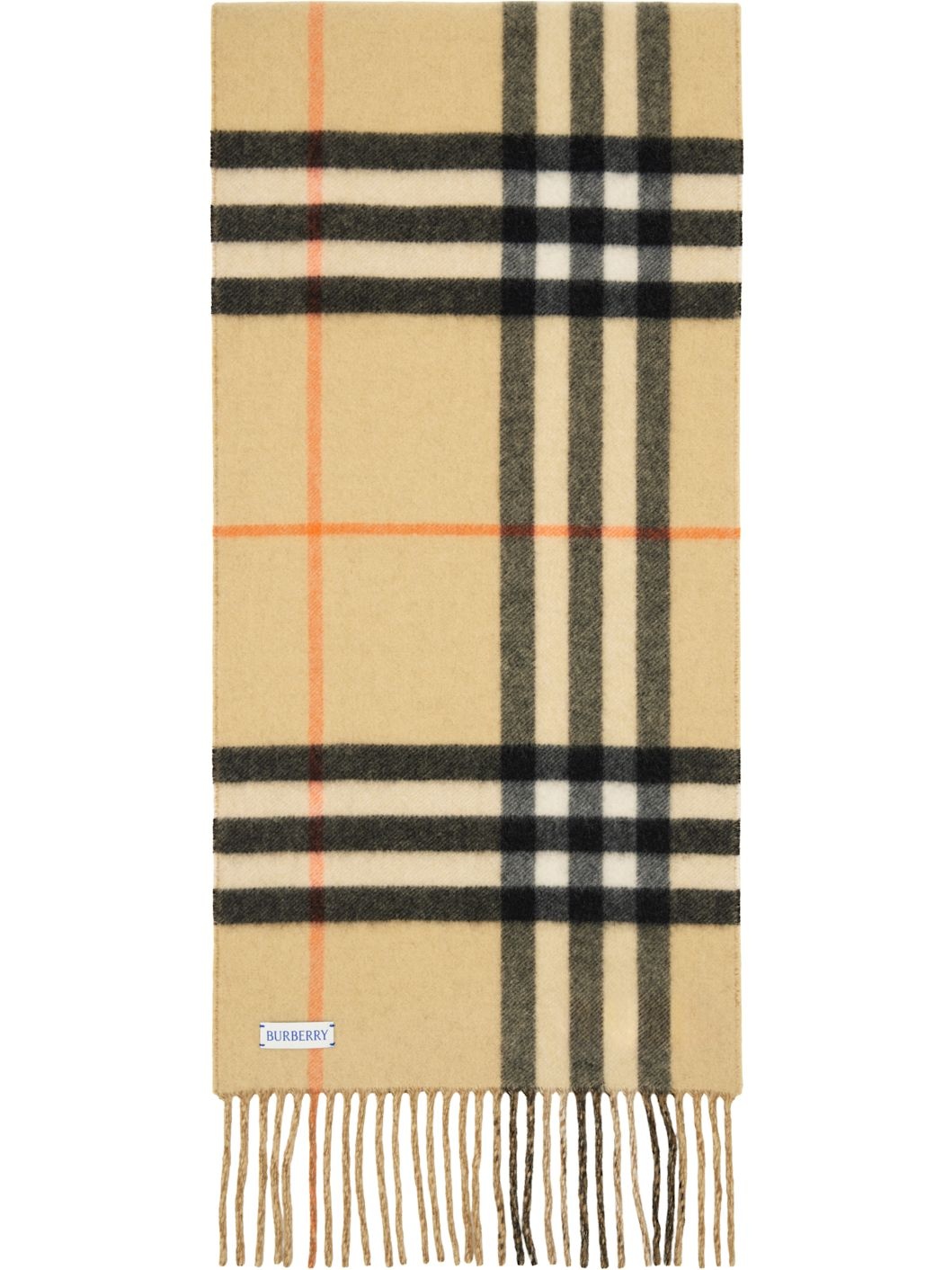 Tan Reversible EKD Check Cashmere Scarf - 2