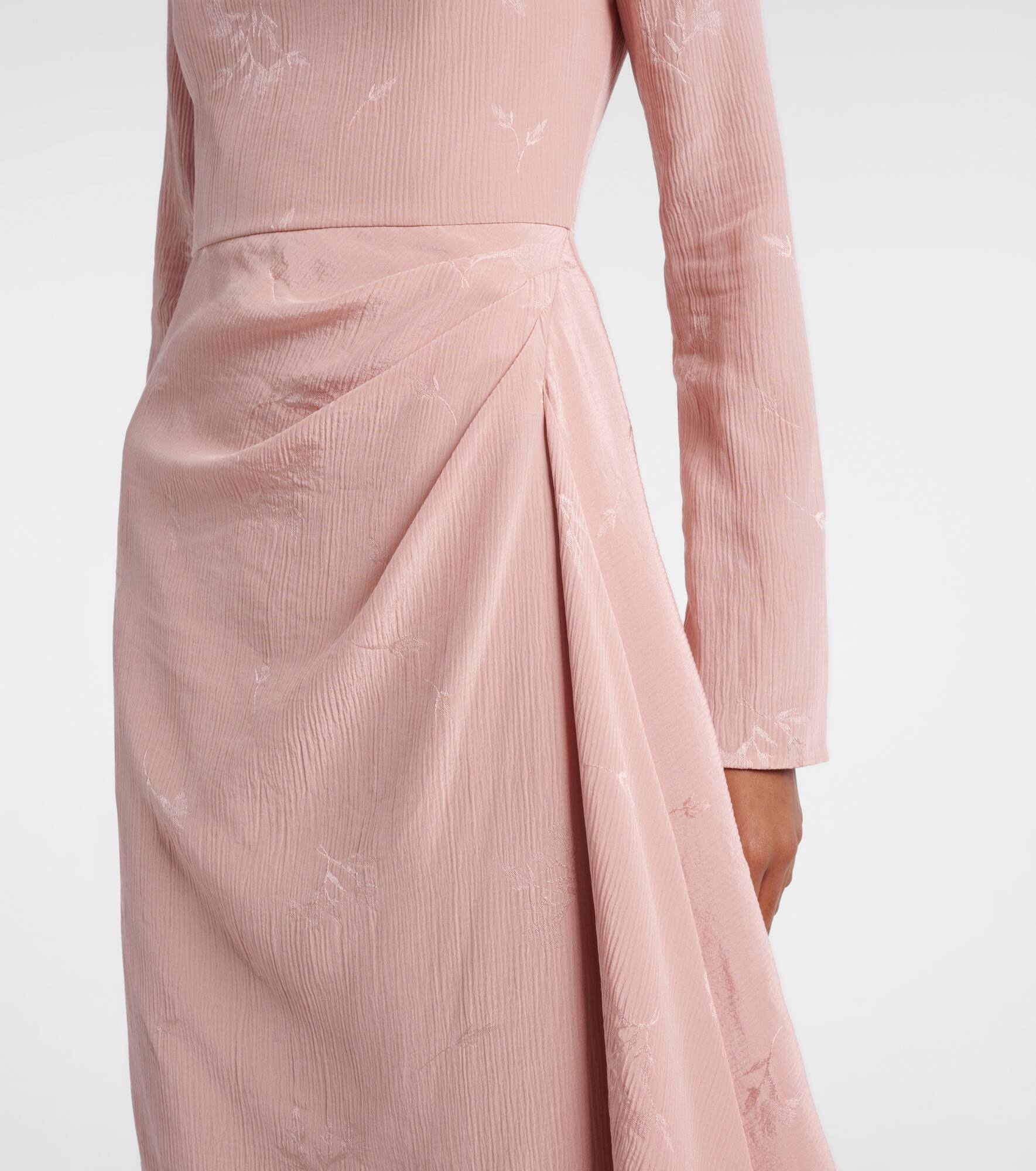 Draped silk and cotton midi dress - 5