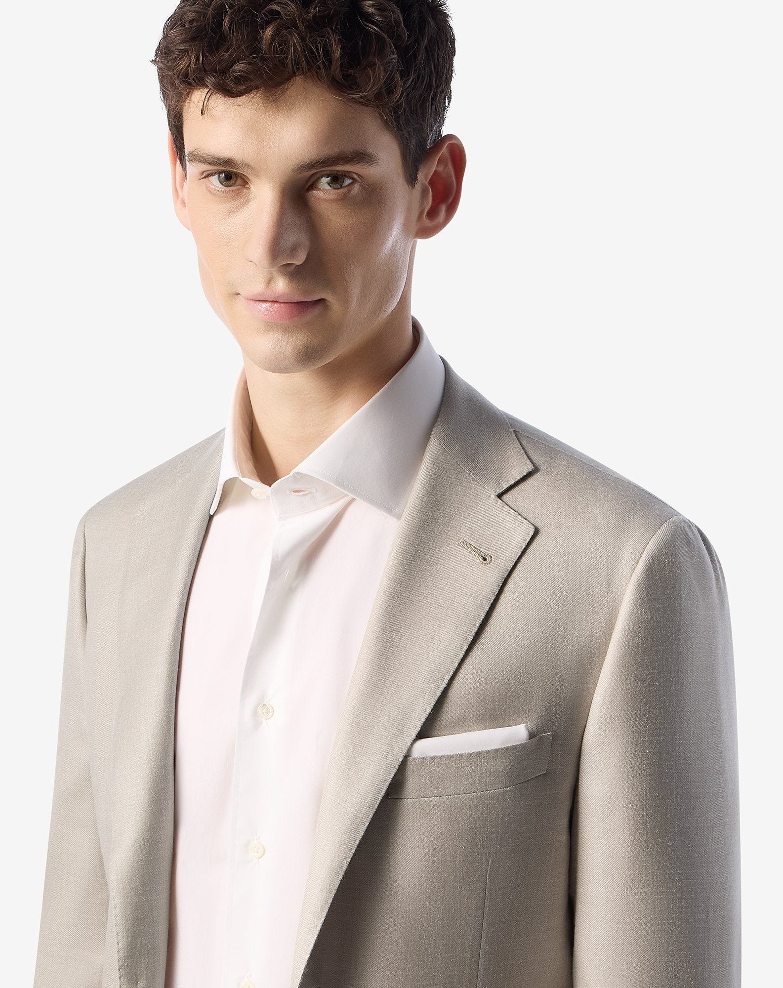 Beige wool, silk and linen jacket - 4