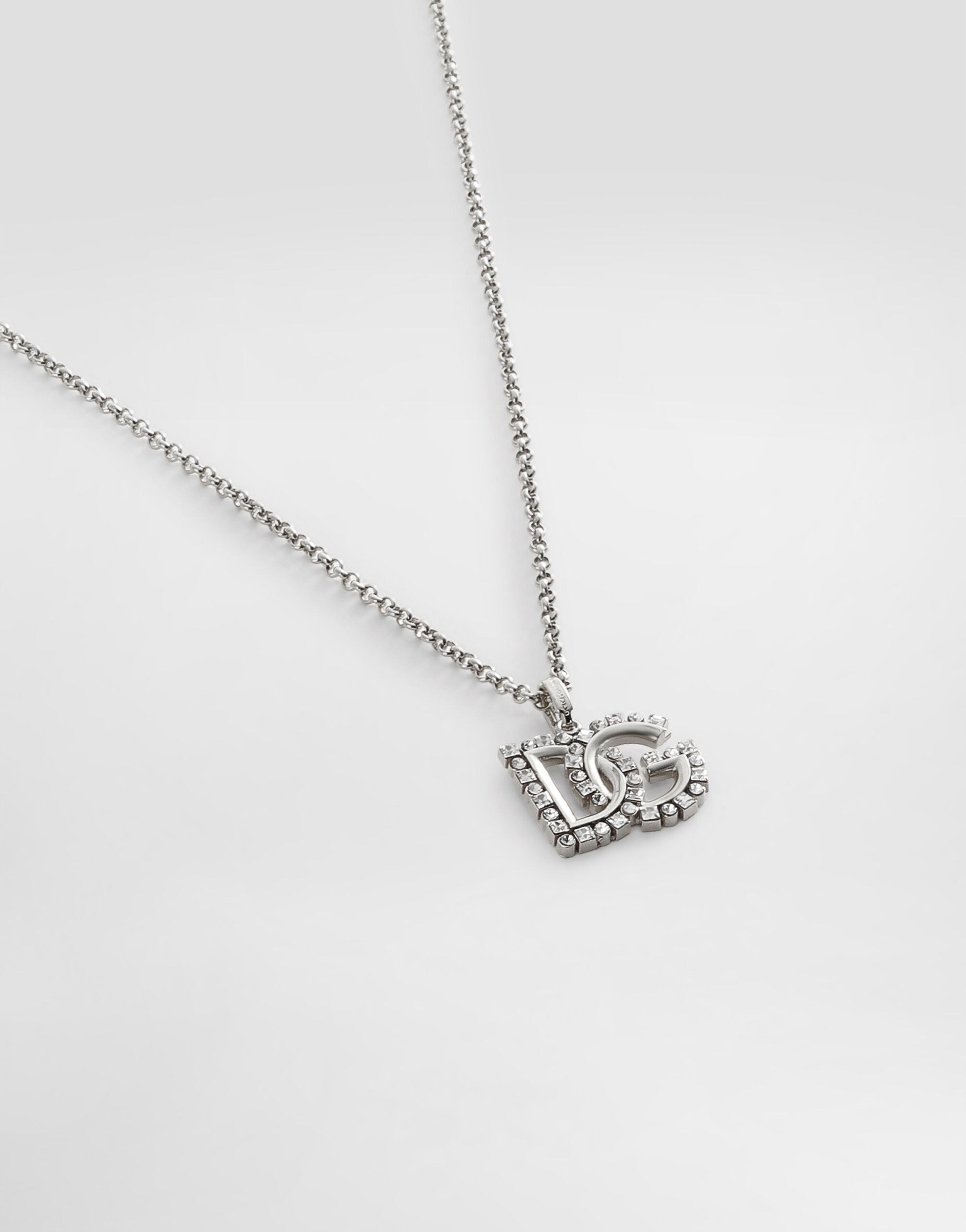 Fine link necklace with rhinestone-detailed DG logo - 3