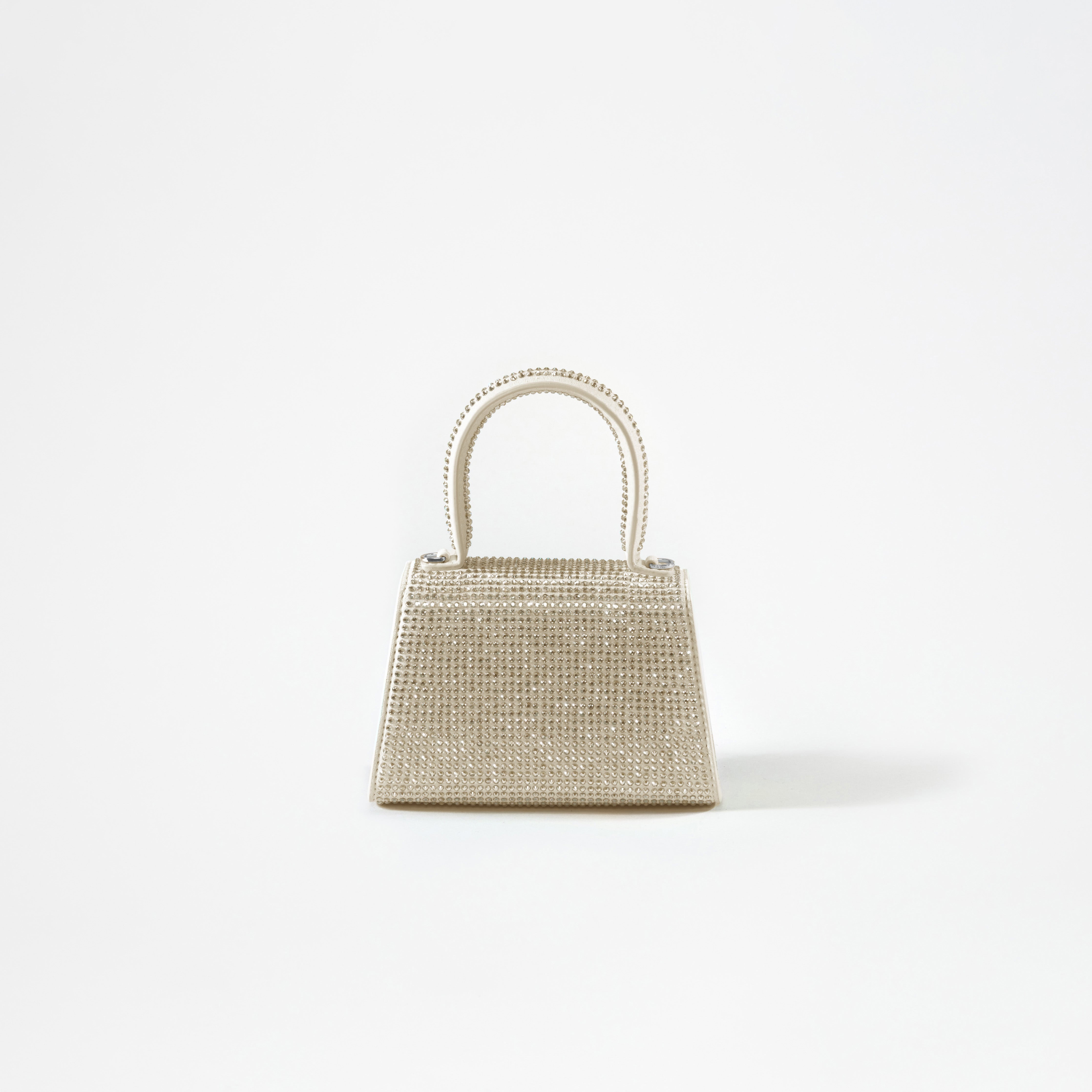 Cream Rhinestone Bow Micro Bag - 3