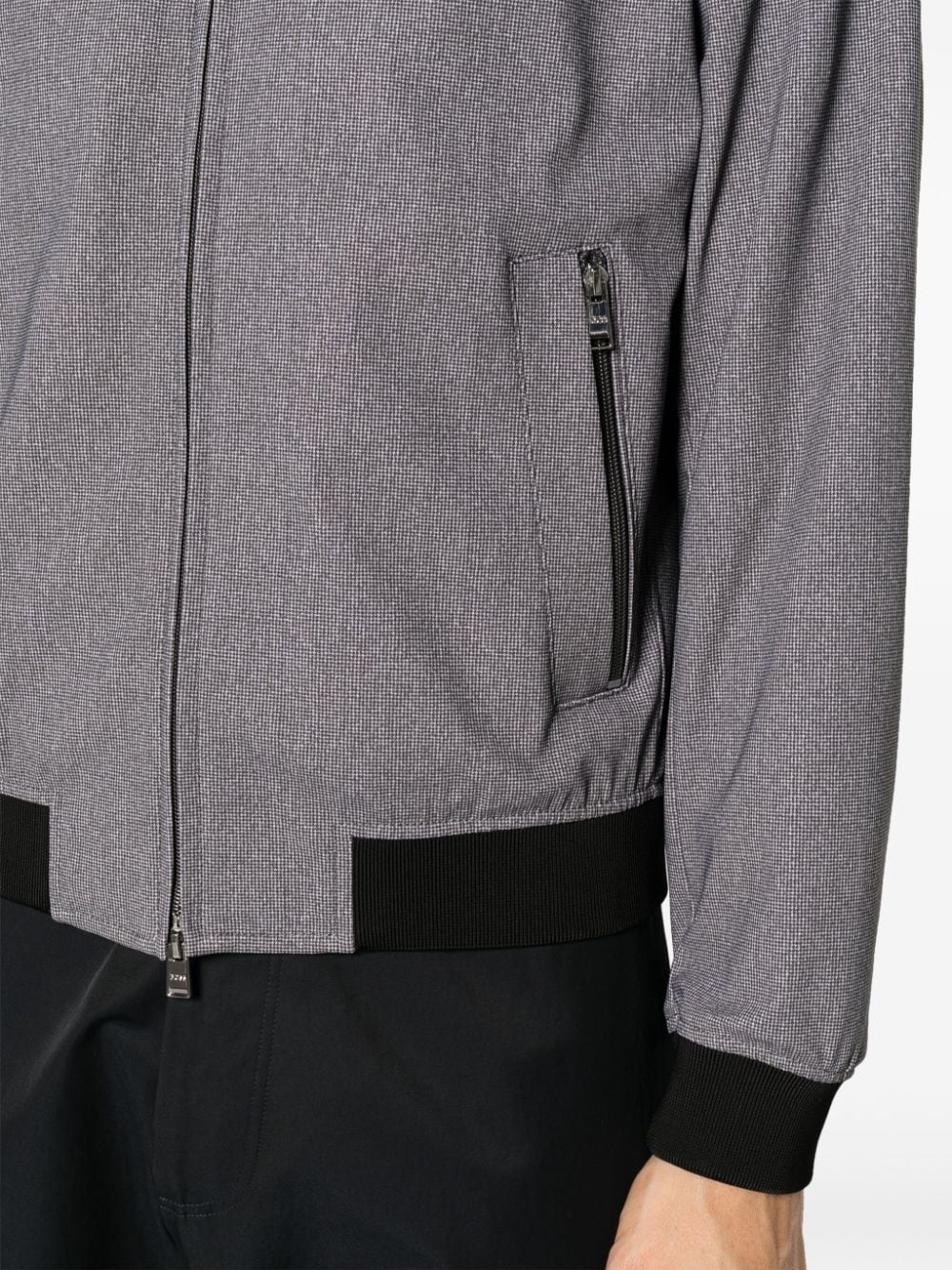 houndstooth-print zip-up jacket - 5