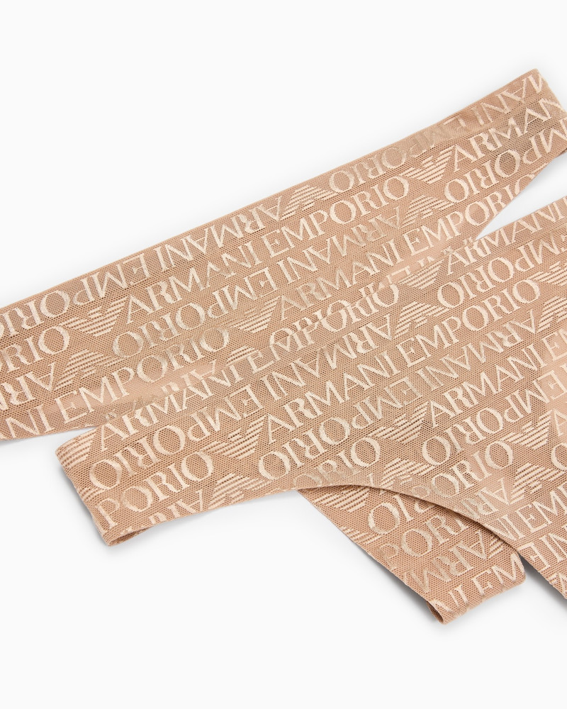 EMPORIO ARMANI TWO-PACK OF ASV RECYCLED-MESH THONGS WITH ALL-OVER LOGO LETTERING outlook