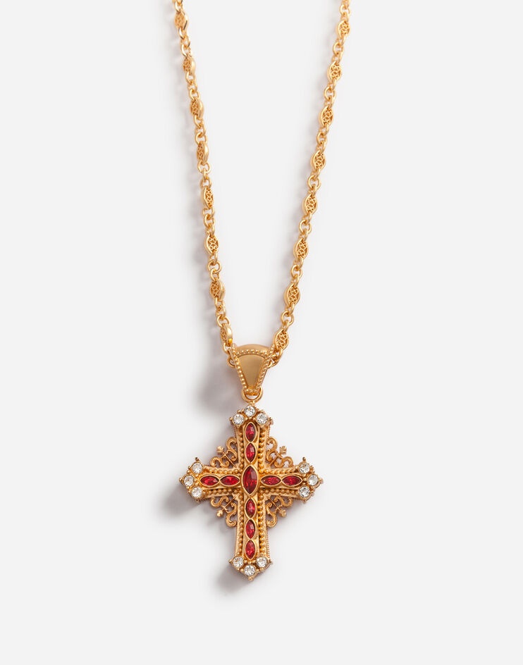 Necklace with cross and rhinestones - 2