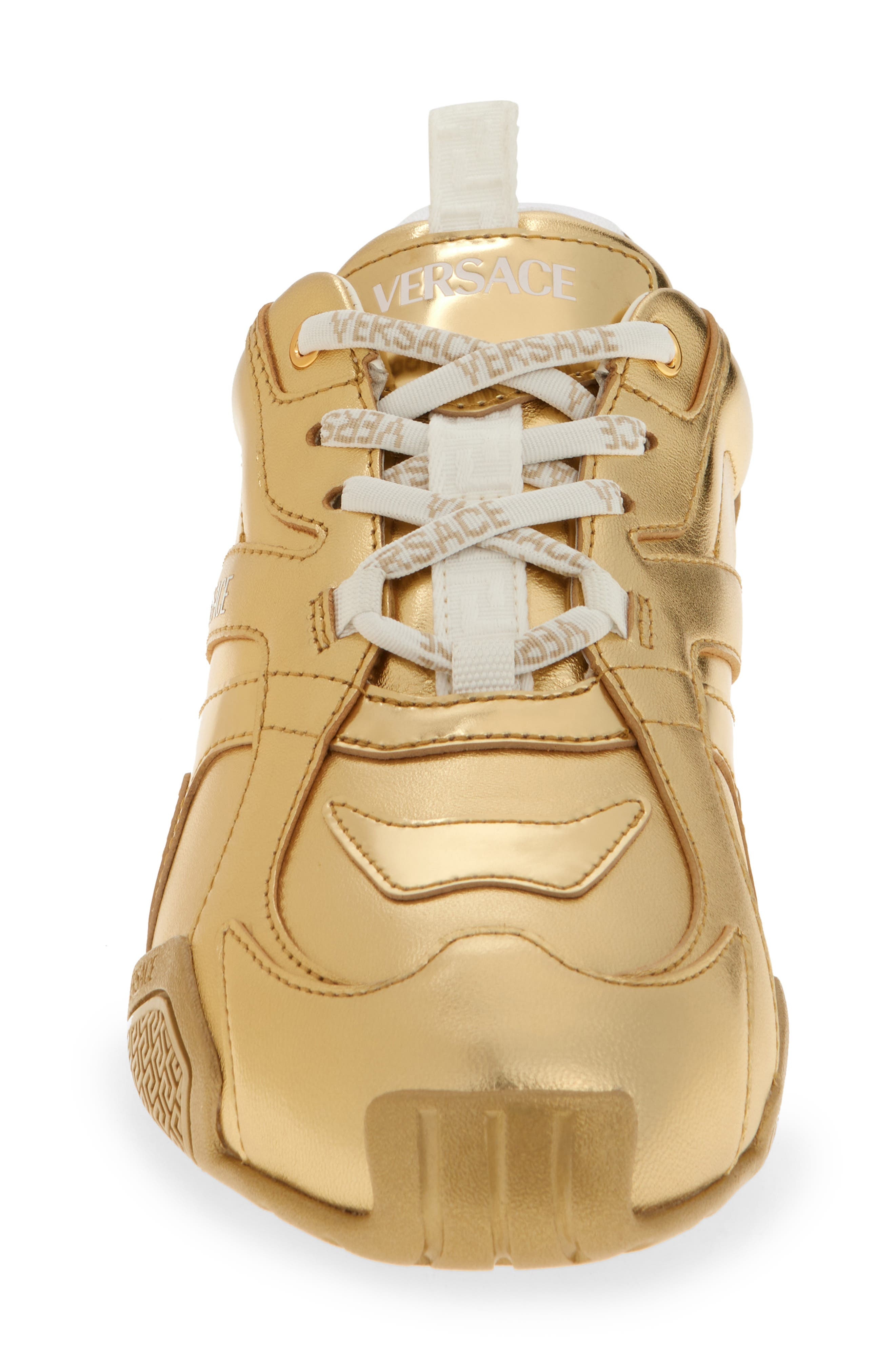 Versace Galaxia Metallic Leather Sneaker in Gold at Nordstrom - 4