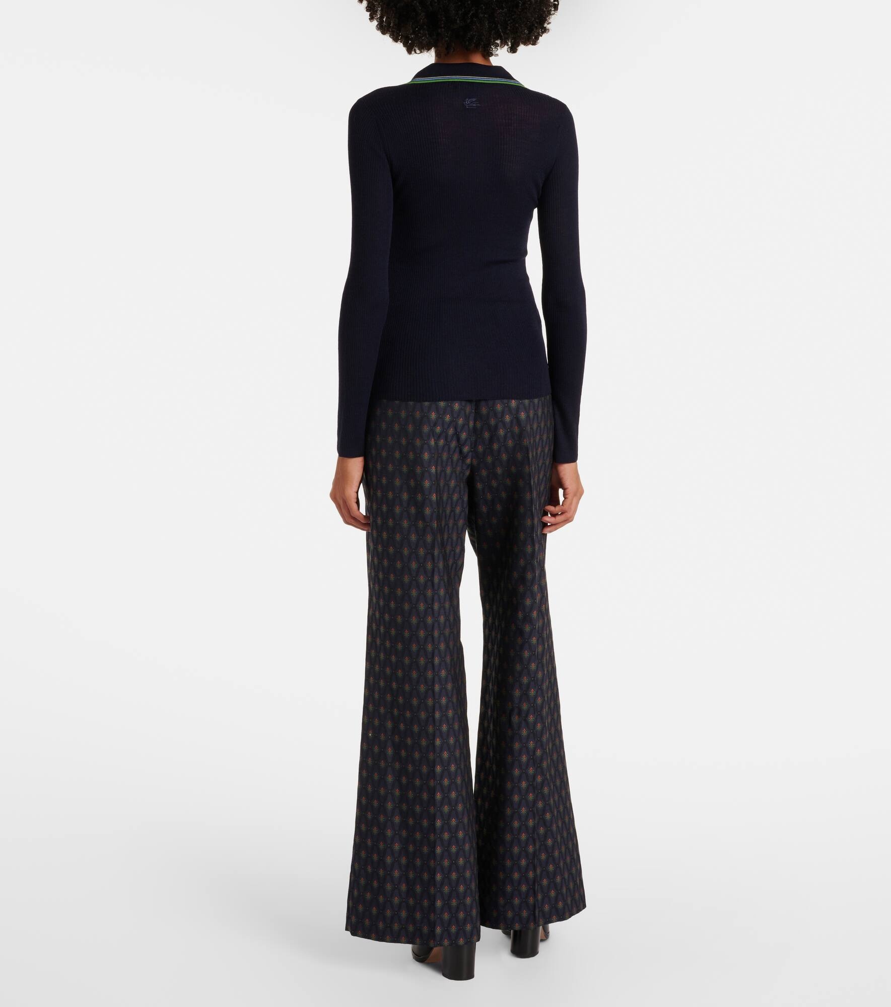 Printed wool and cotton polo sweater - 3
