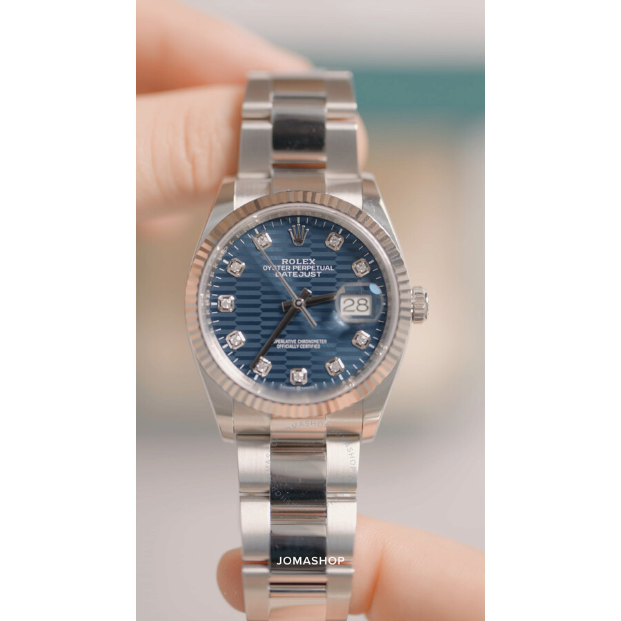 Rolex Datejust 36 Bright Blue Fluted-Motif Diamond Dial Automatic Men's Oyster Watch M126234-0058 - 5