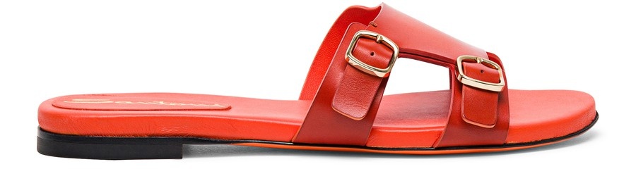Leather double-buckle sandals - 1