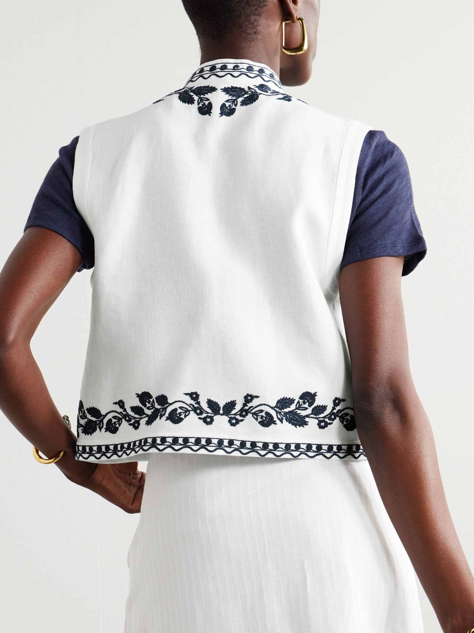 Dabney embroidered linen vest White - 3