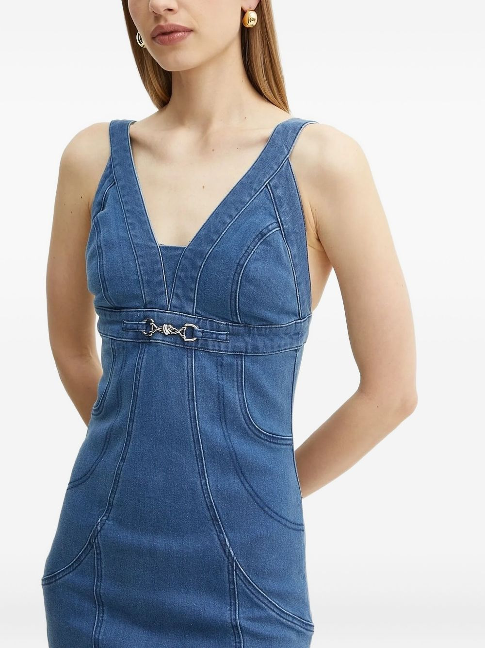 V-neck denim dress - 4