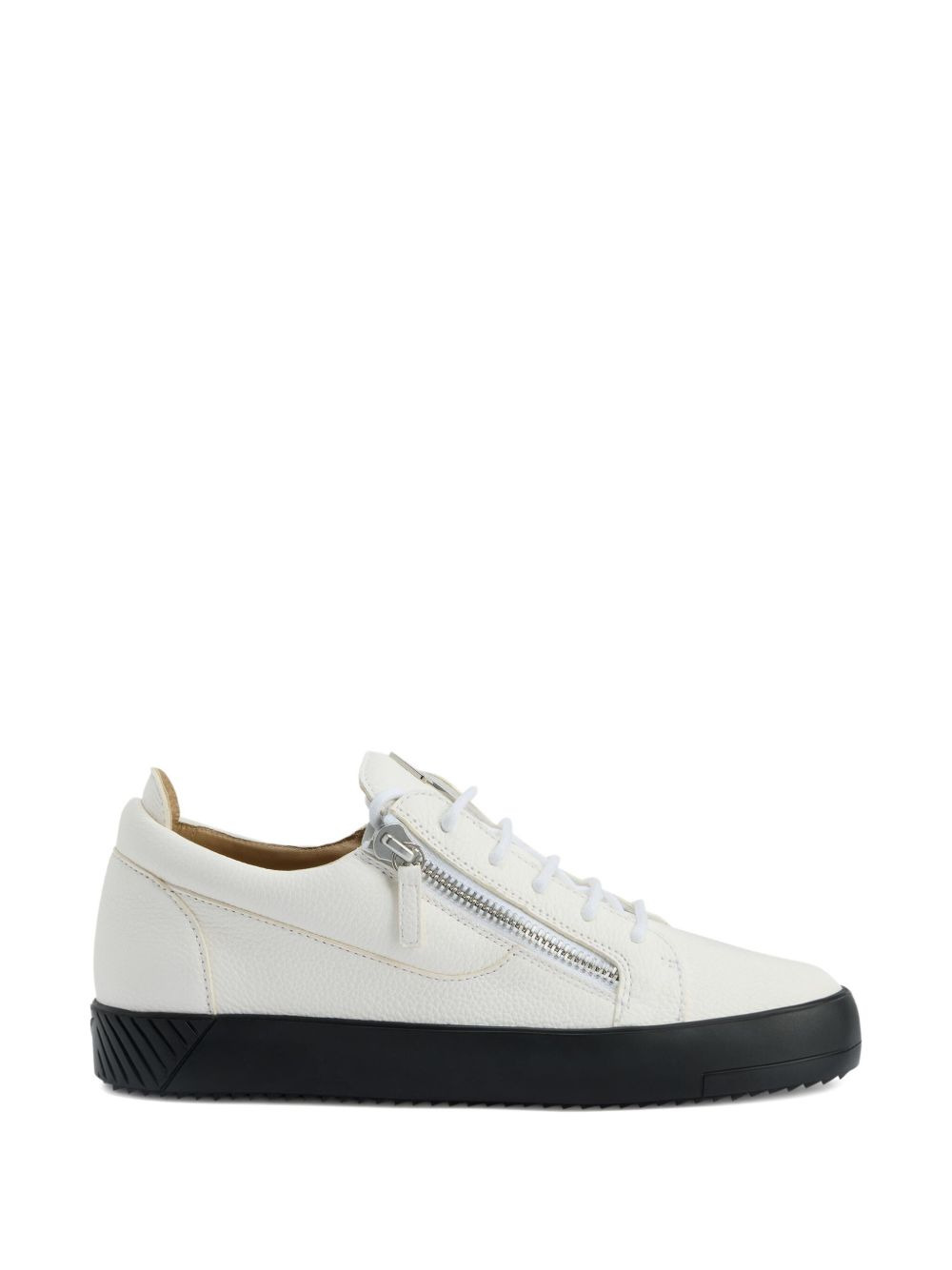 zip-detail leather low-top sneakers - 5