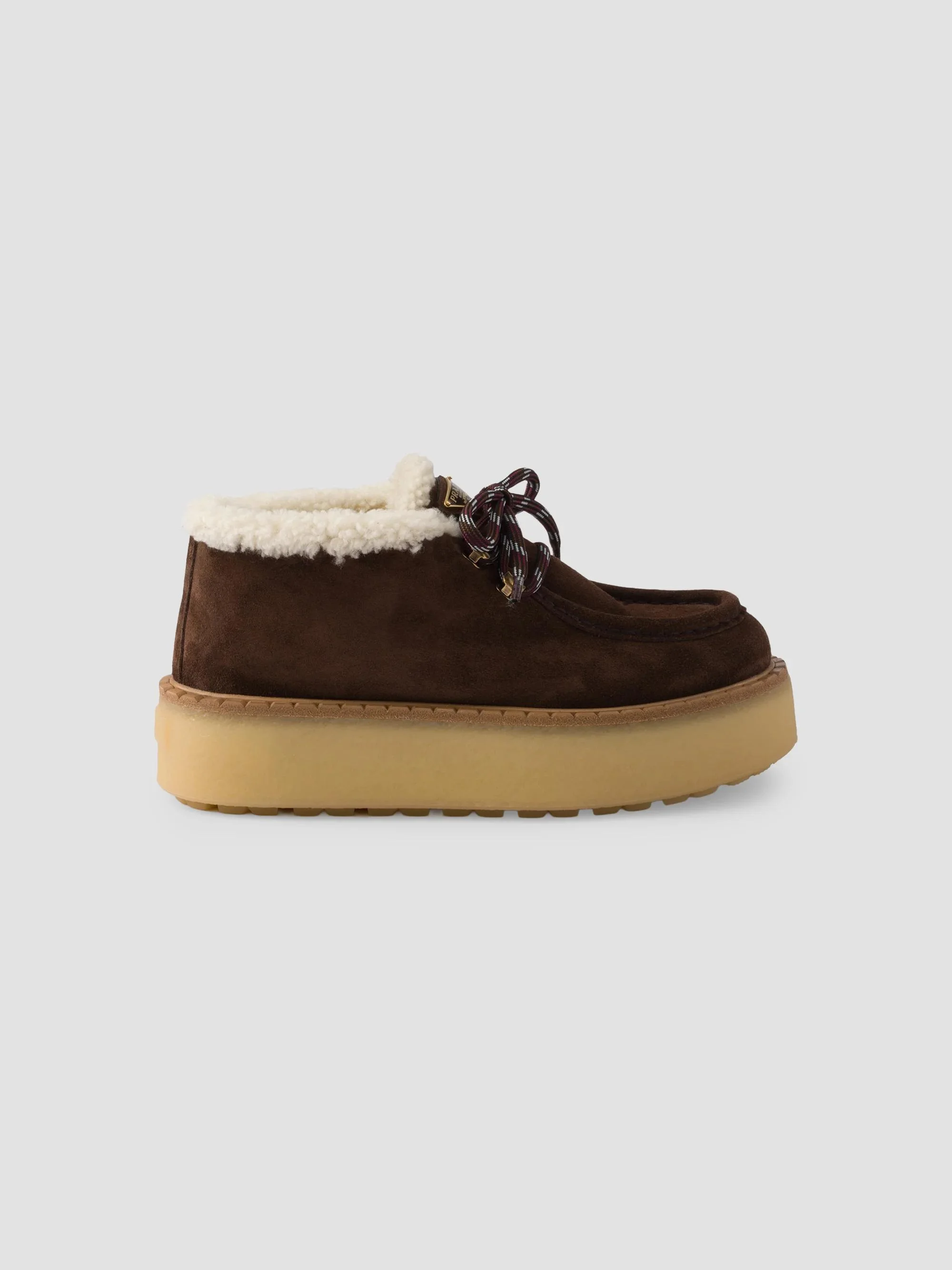 Women's Shearling Lined Suede Booties - Dark Brown - 1