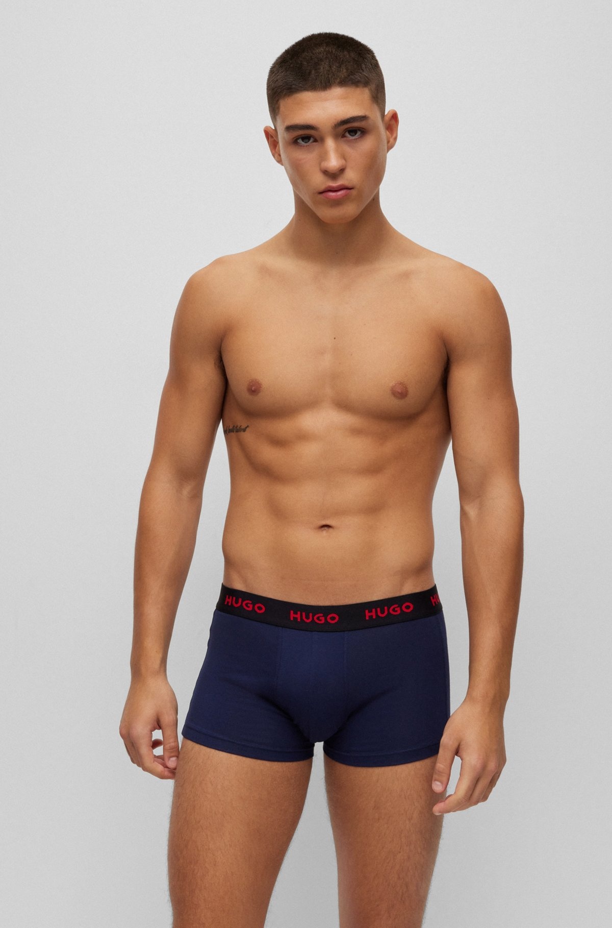 THREE-PACK OF LOGO-WAISTBAND TRUNKS IN STRETCH COTTON - 2