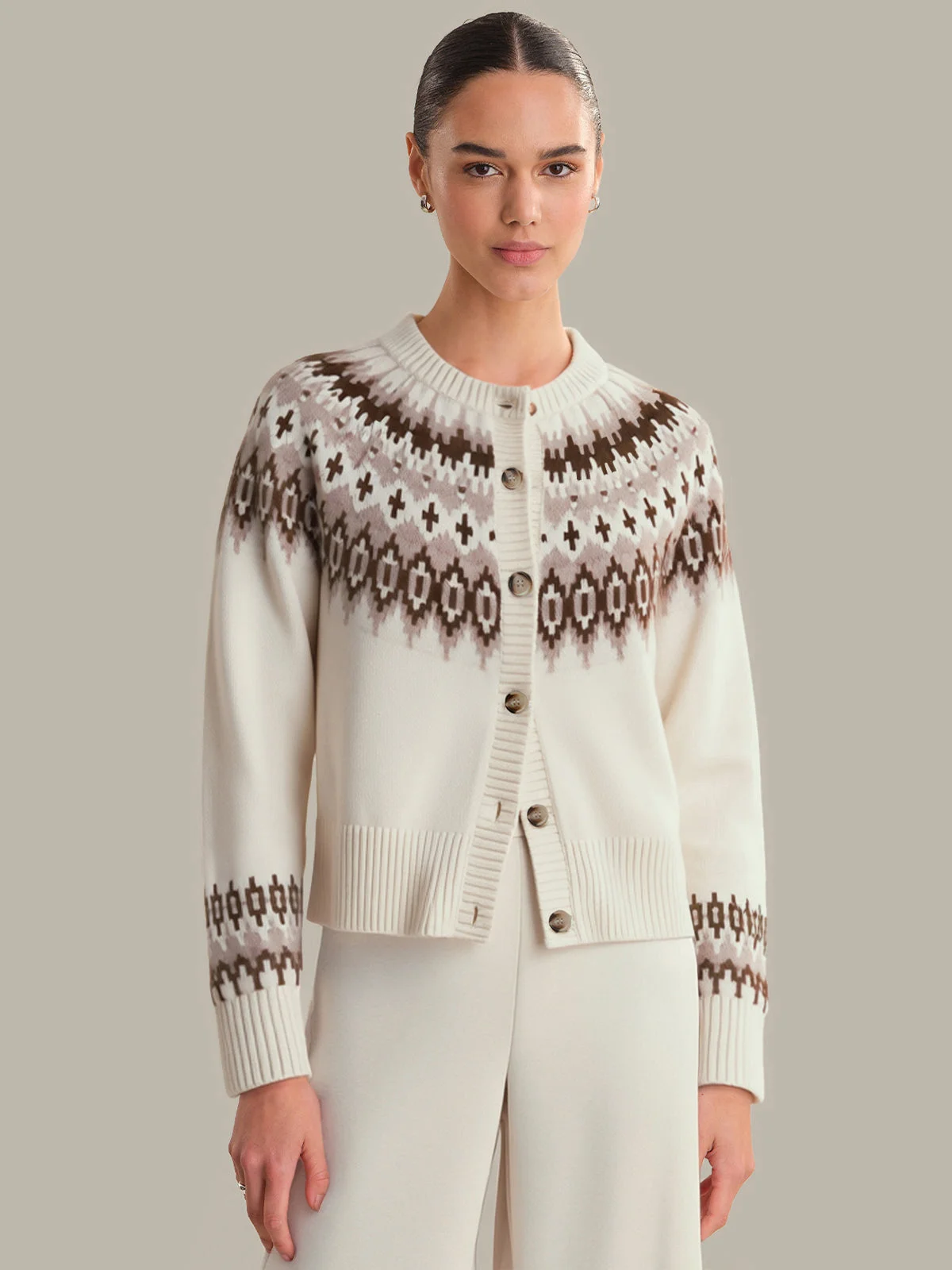 Emery: 100% Cashmere Fair Isle Cardigan - 1