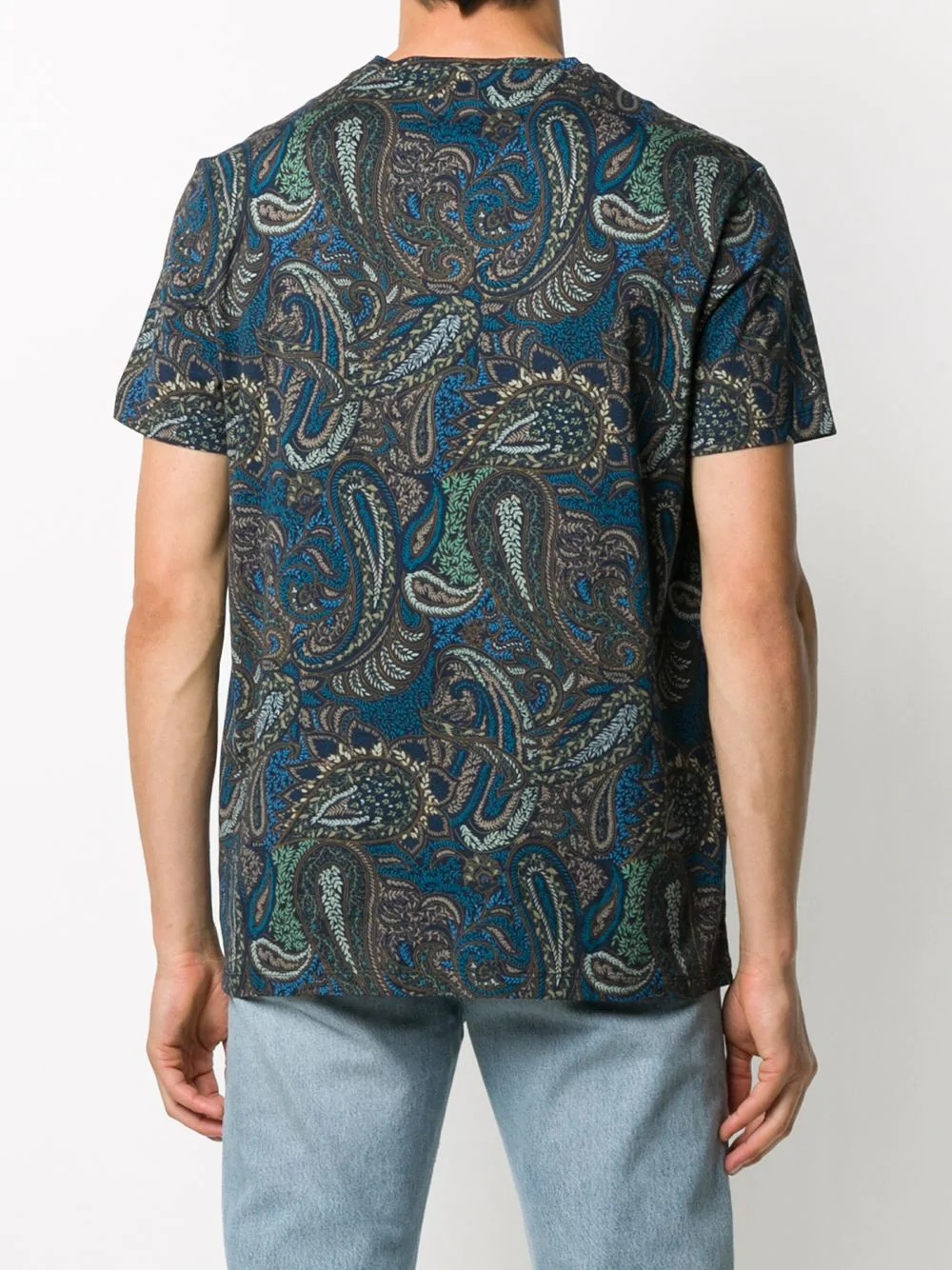 paisley print round neck T-shirt - 4