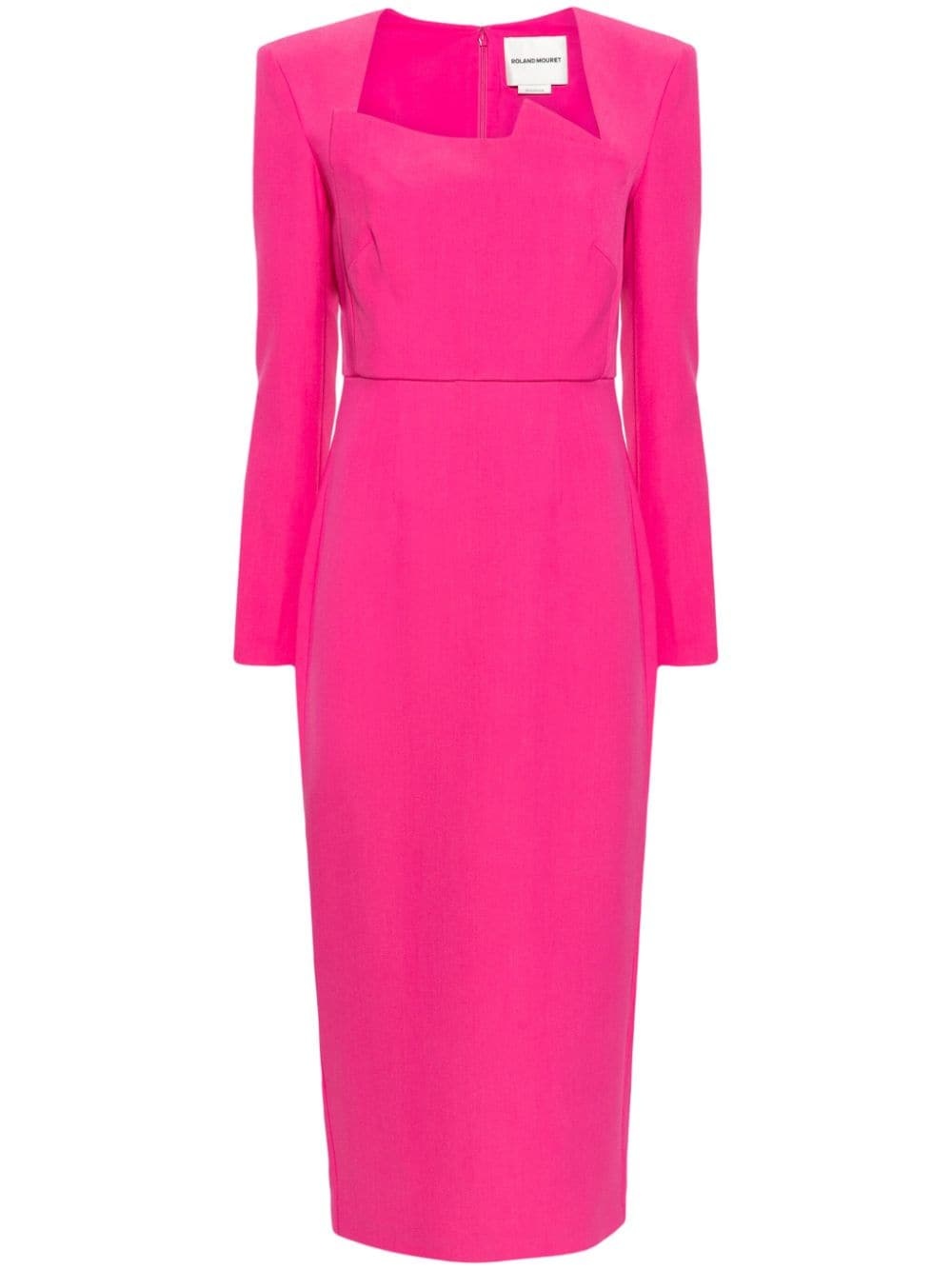 long-sleeve crepe midi dress - 1