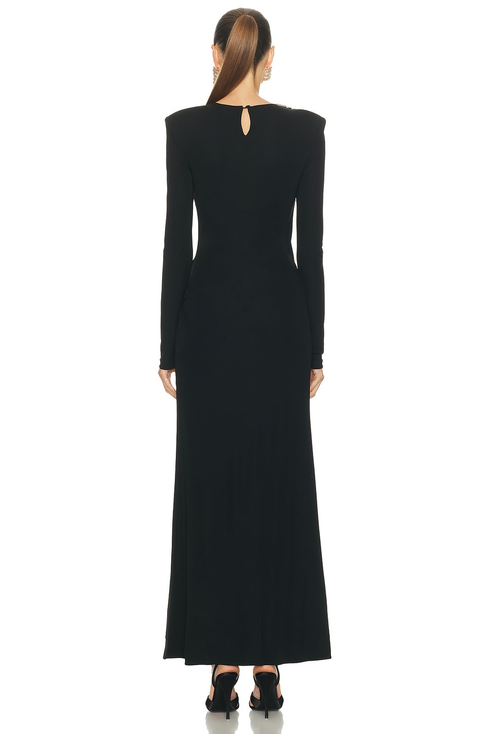 Draped Long Sleeve Gown - 4