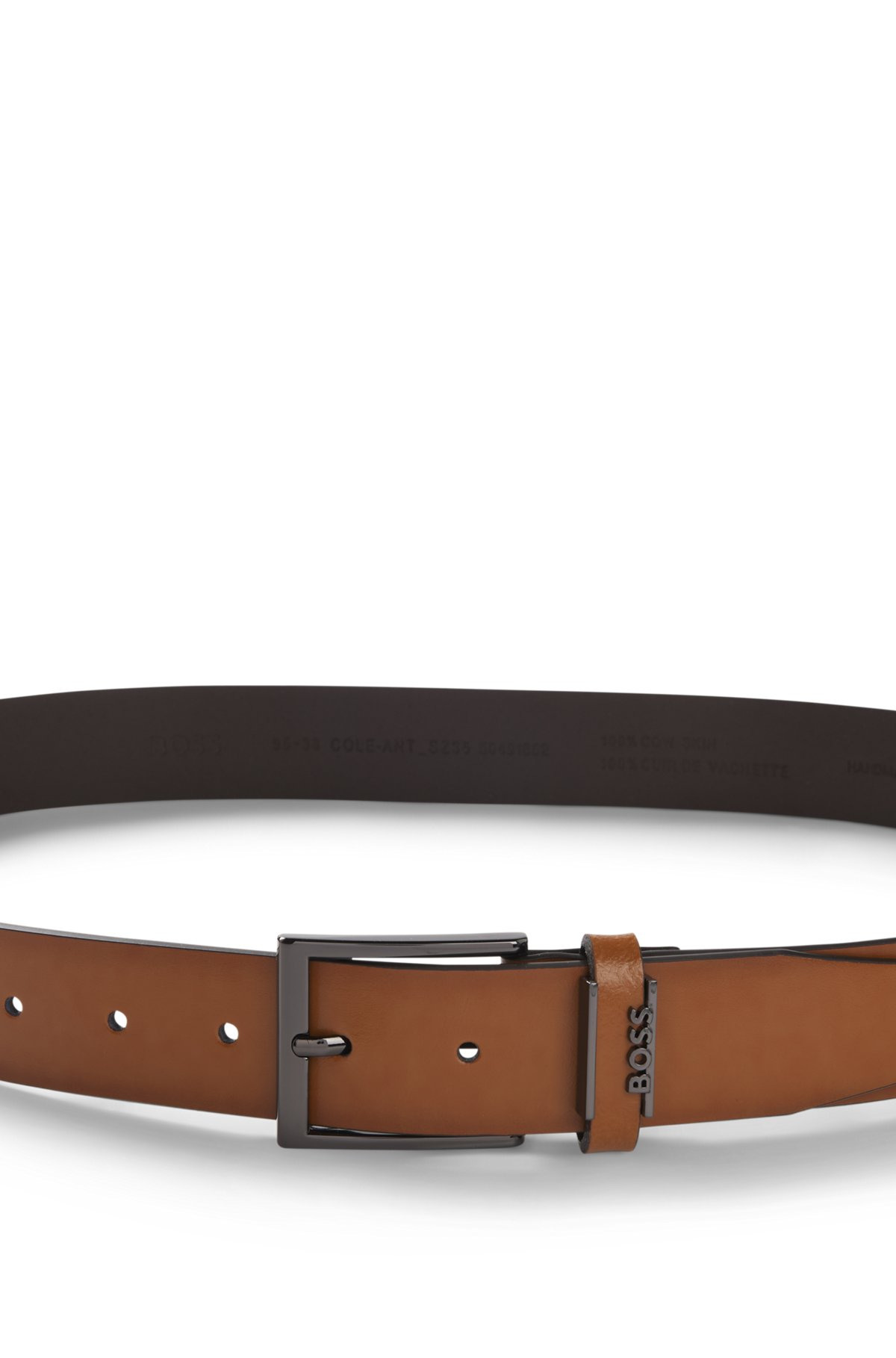 ITALIAN-LEATHER BELT WITH LOGO KEEPER - 4