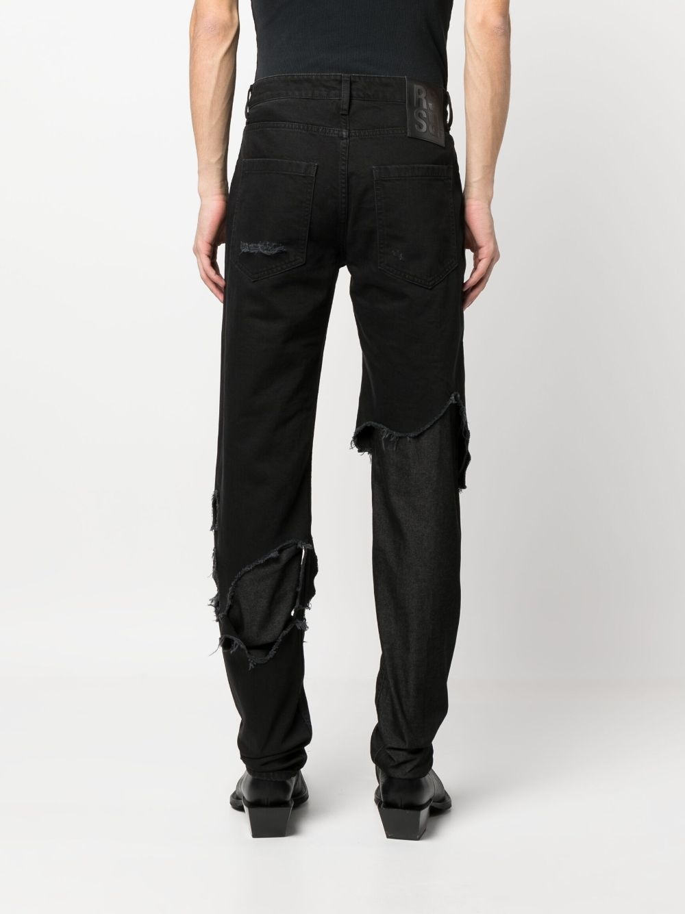distressed straight-leg jeans - 4