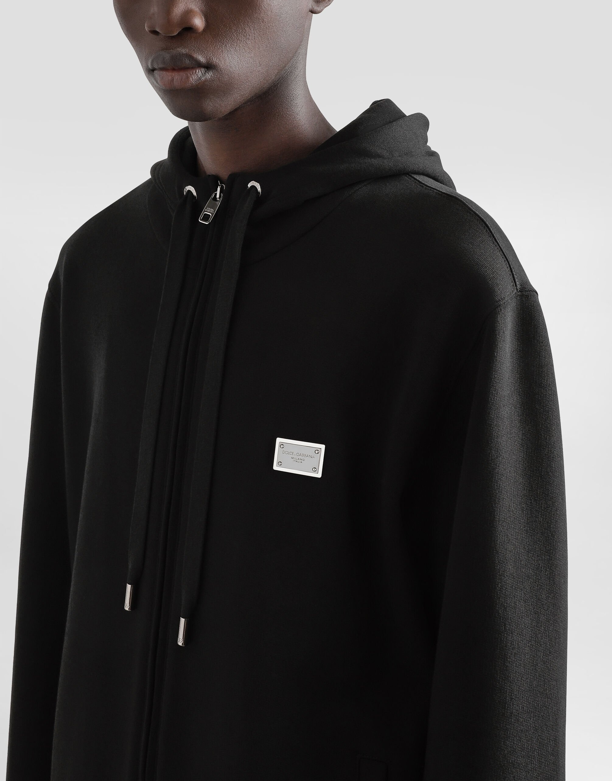 Cotton hoodie with tag - 4