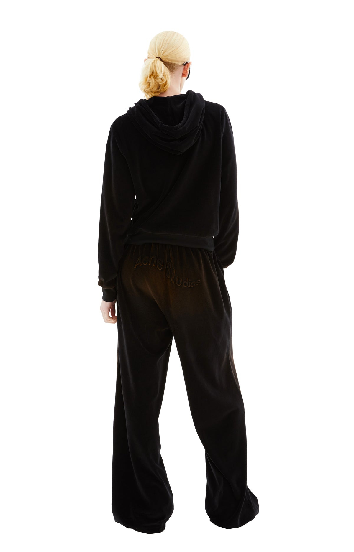 VELOUR HOODED SWEATER (BLACK) - 5