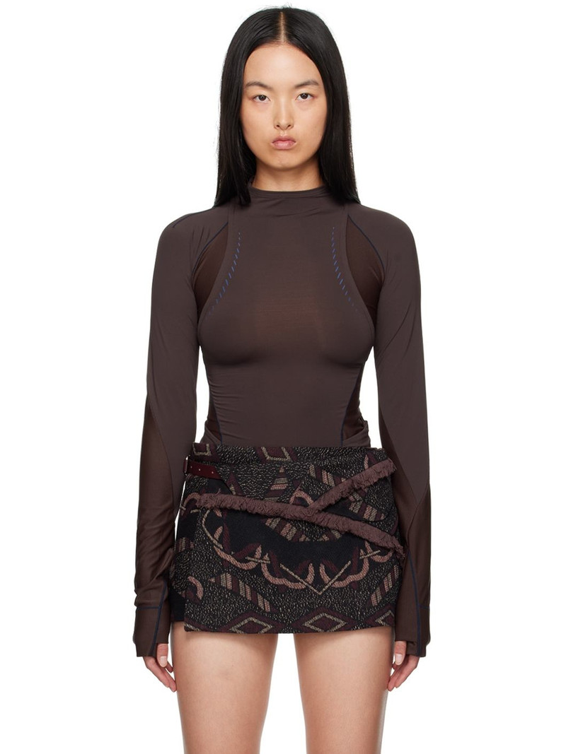 Brown Track Long Sleeve T-Shirt 1