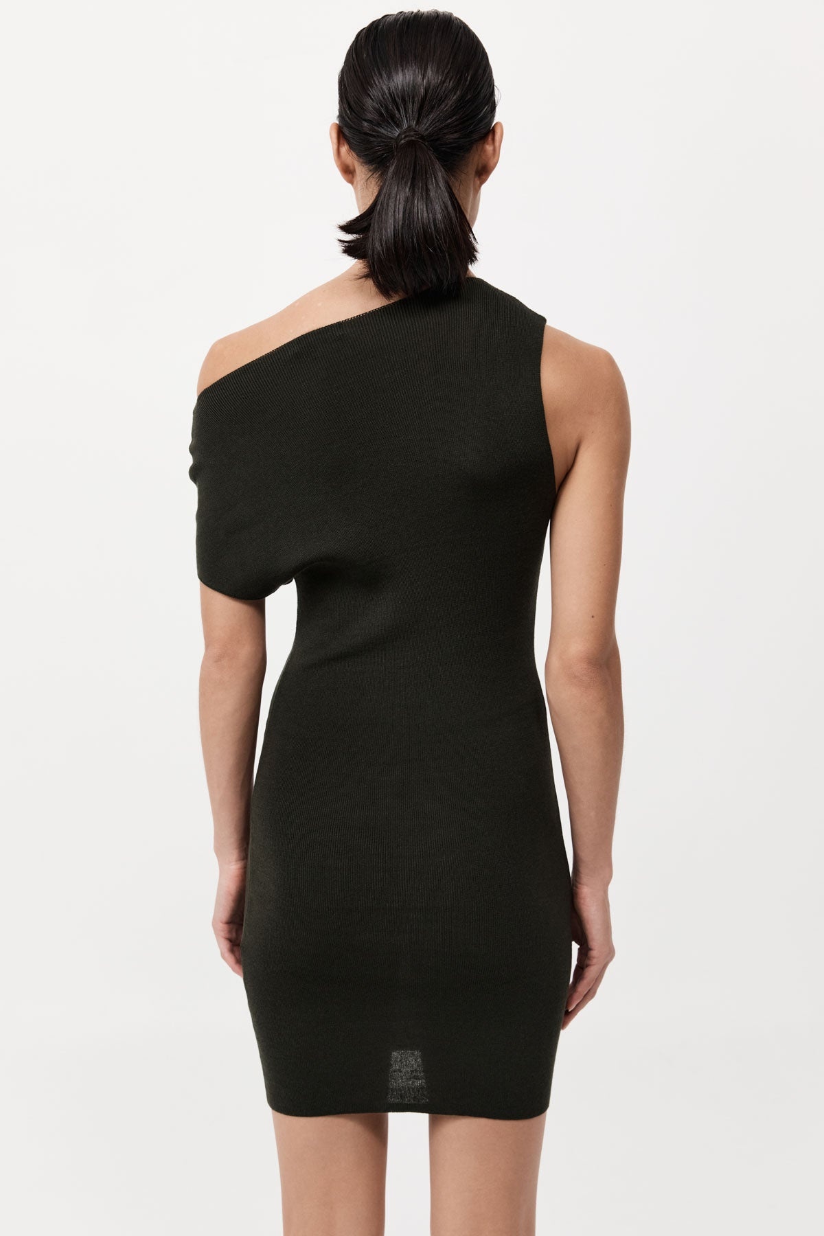 Asymmetric Knit Mini Dress - Basil - 5