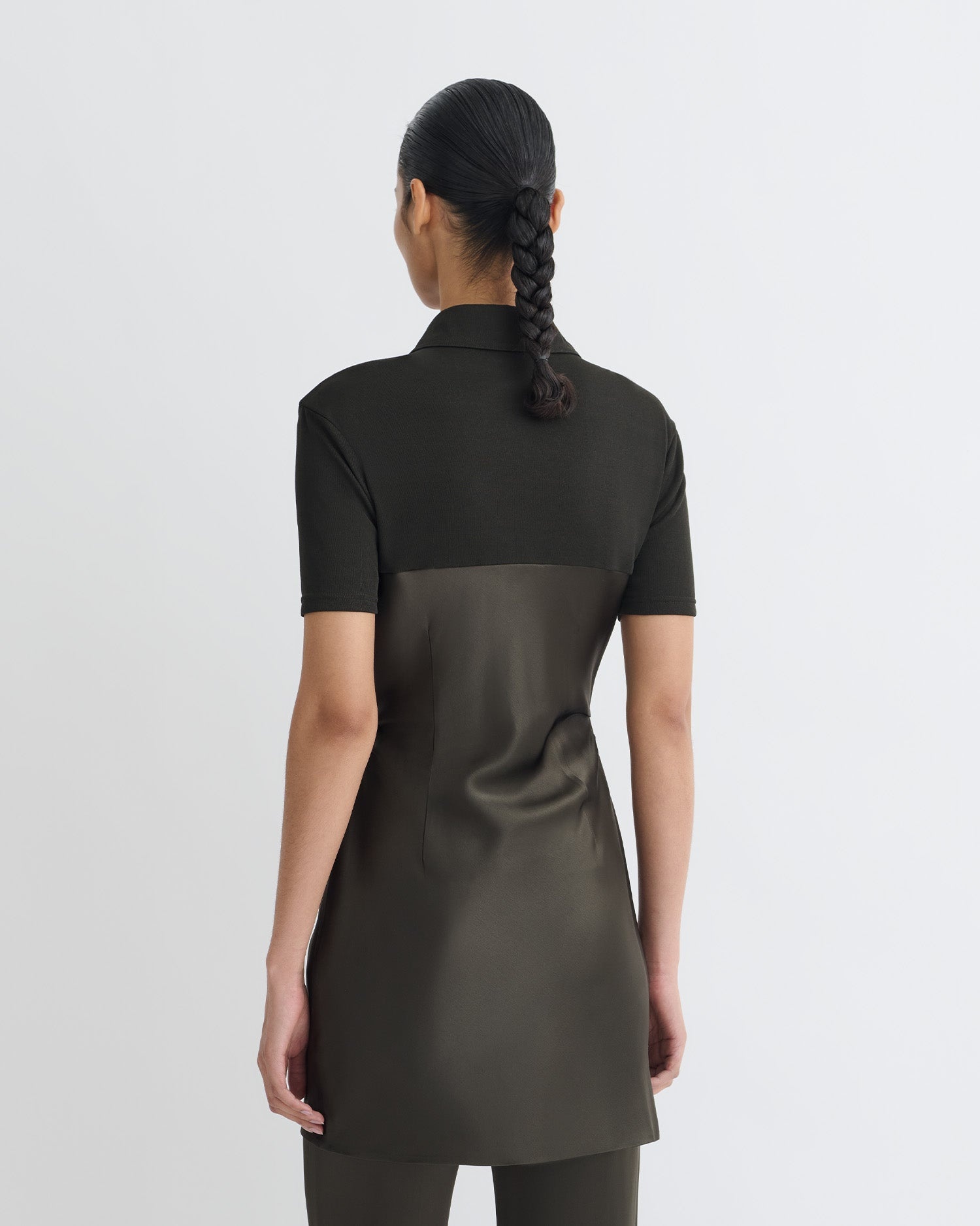 Mesh Jersey and Slip Satin Mini Dress - 5