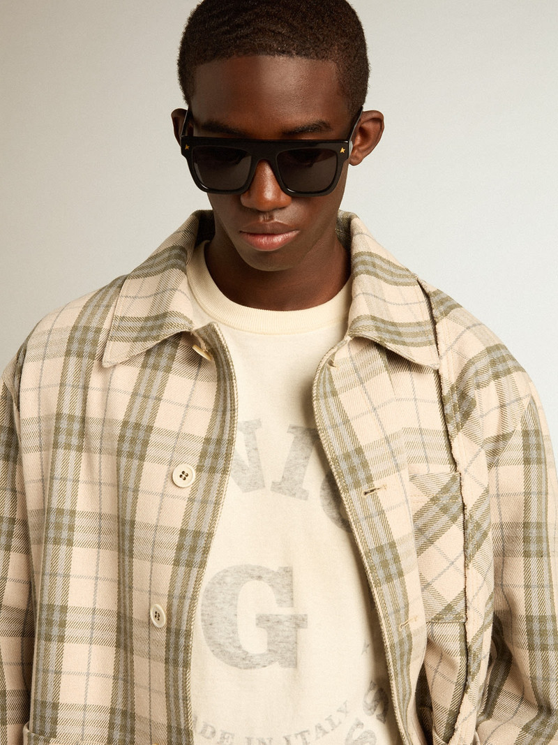 Men’s cotton T-shirt in aged white with faded lettering 2