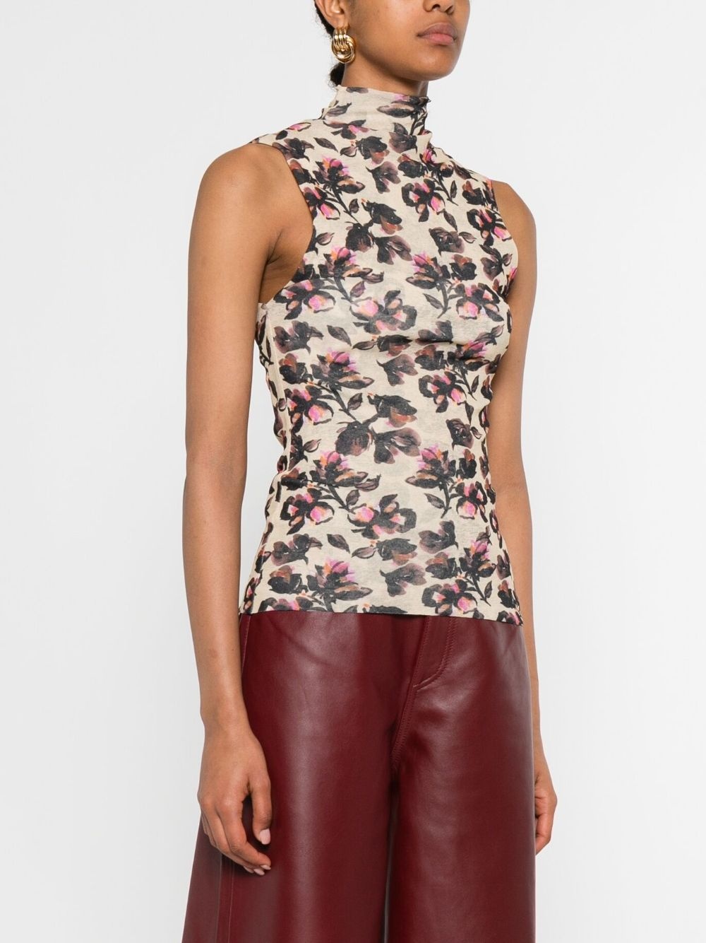floral-print turtleneck top - 3