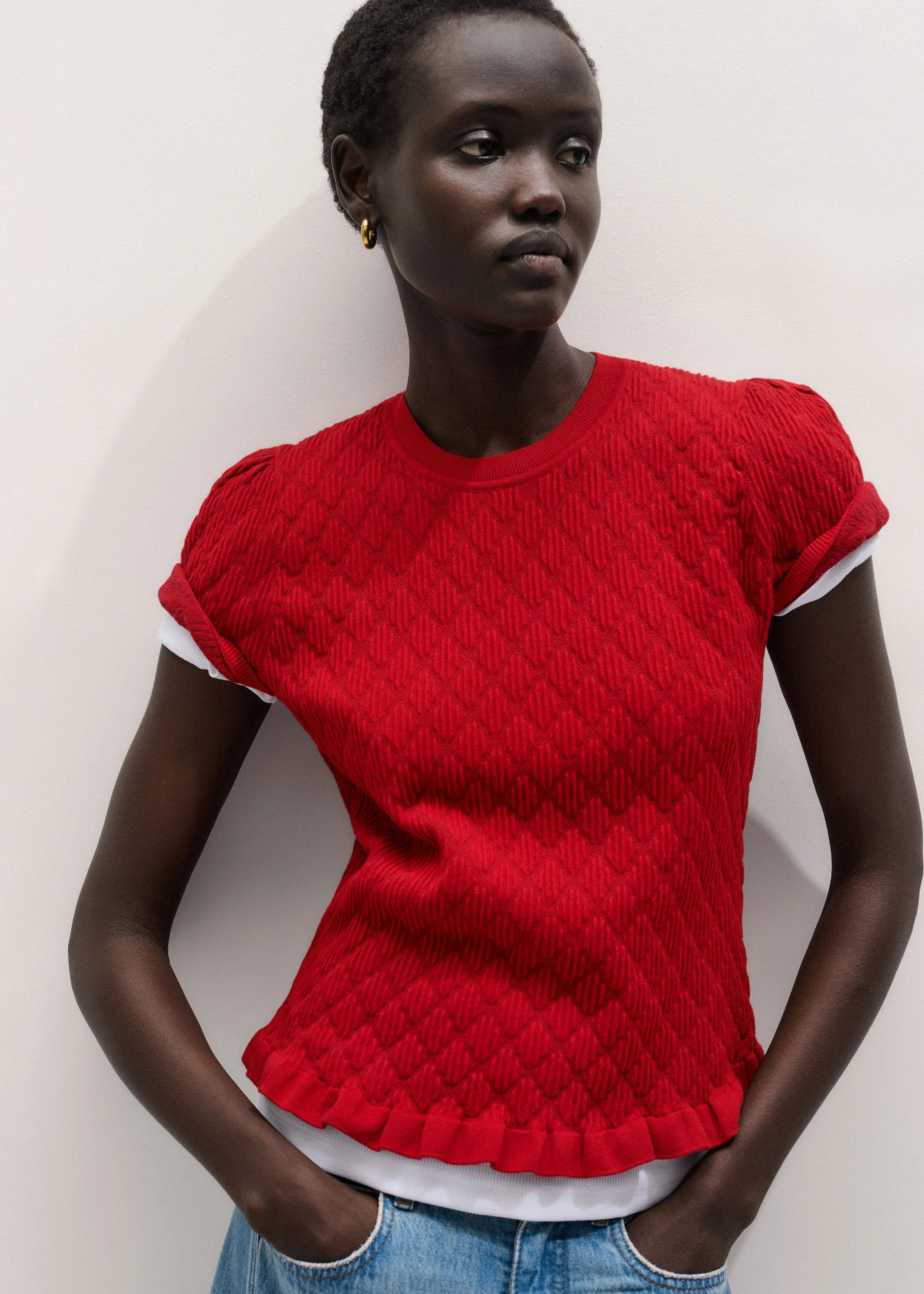 Smock Slim Knit Tee - 1