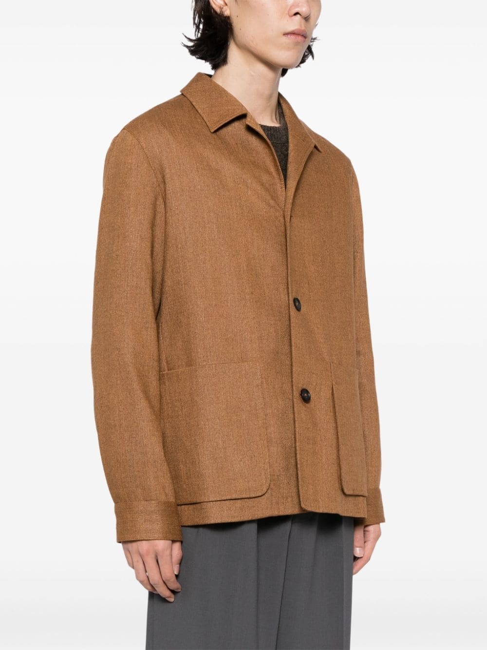 patch-pocket button-fastening jacket - 3