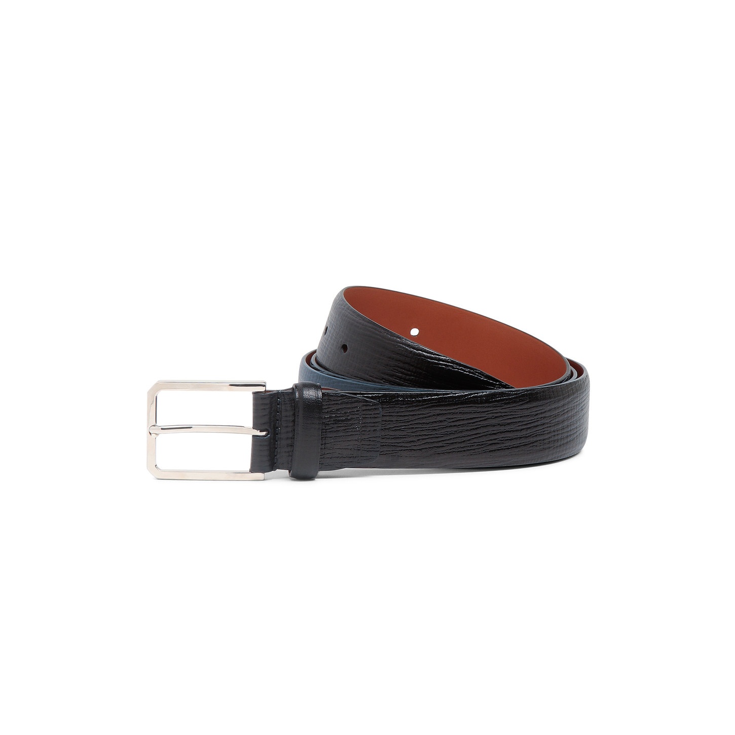 Men’s blue embossed leather adjustable belt - 1