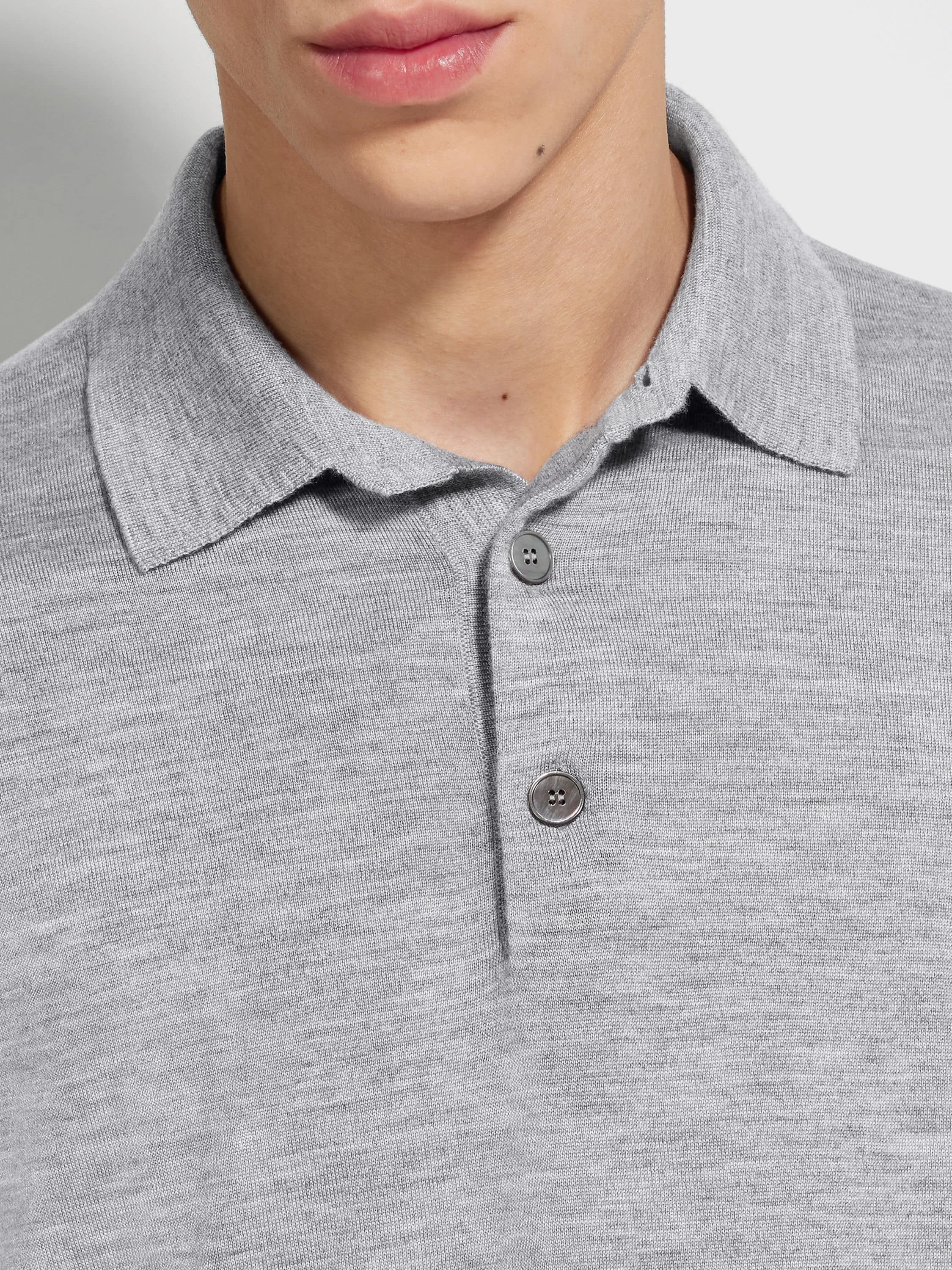 GREY MÉLANGE CASHSETA POLO SHIRT - 2