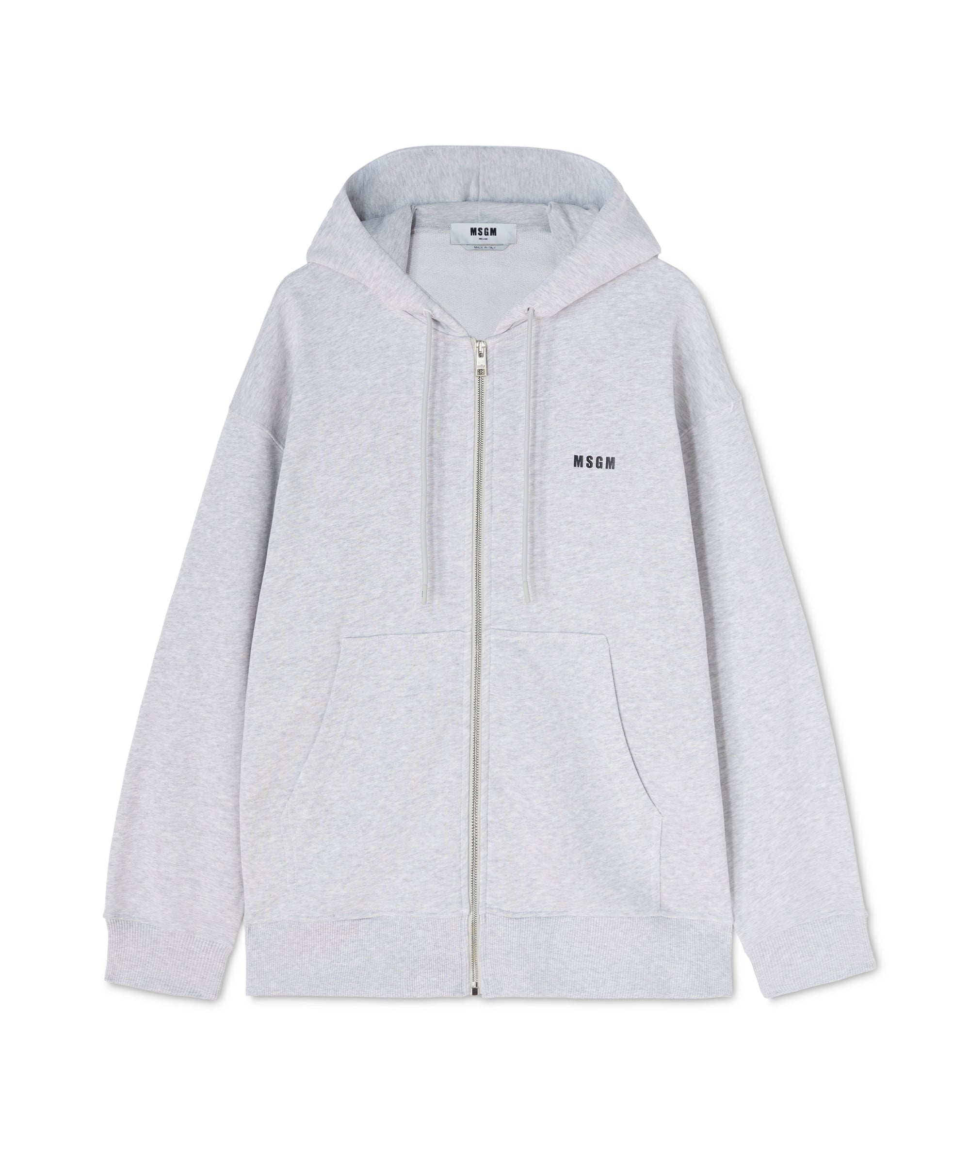 Cotton sweatshirt with hood and micro logo - 1