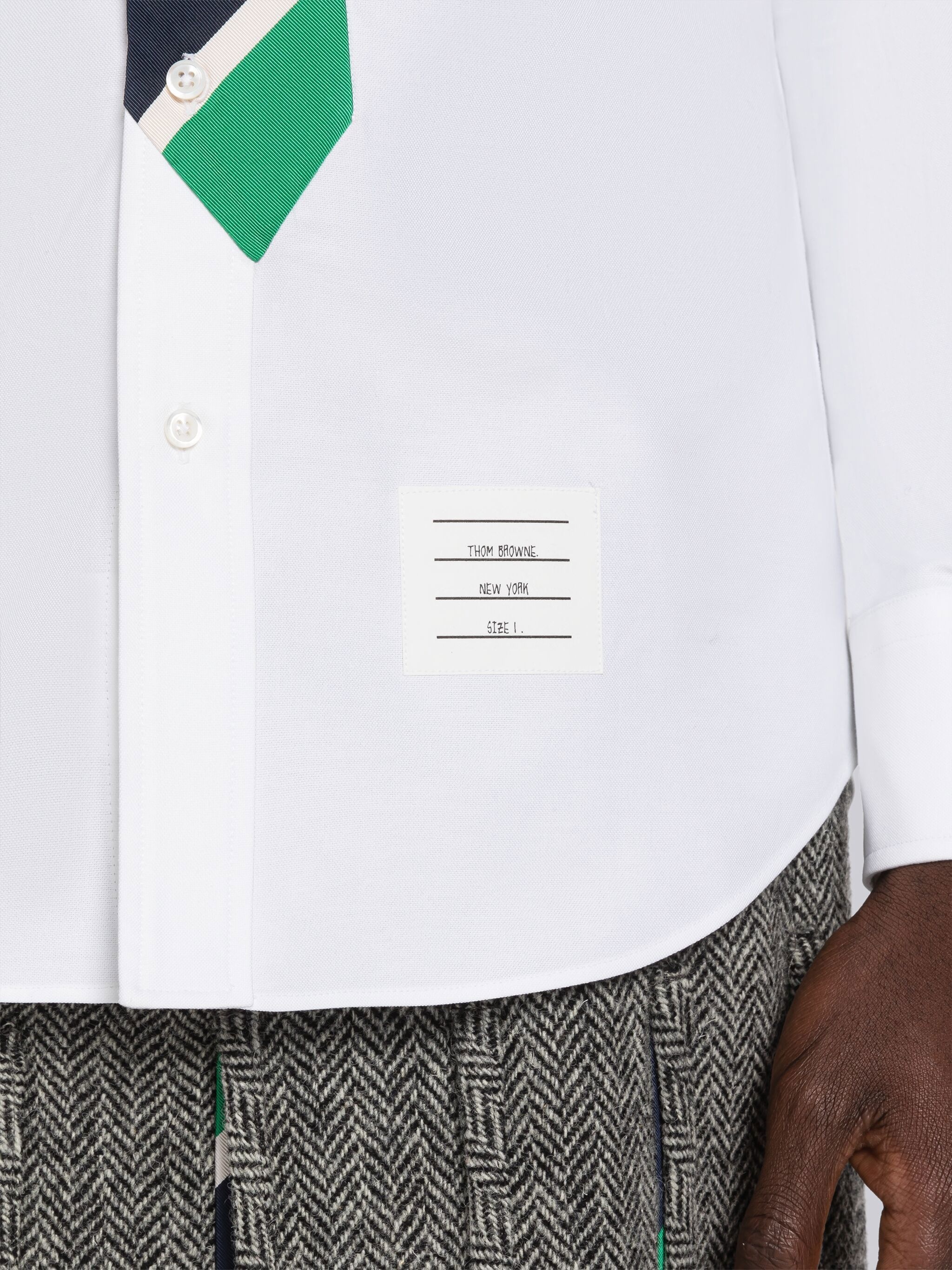 Oxford Trompe L'oeil Tie Straight Fit Shirt - 6