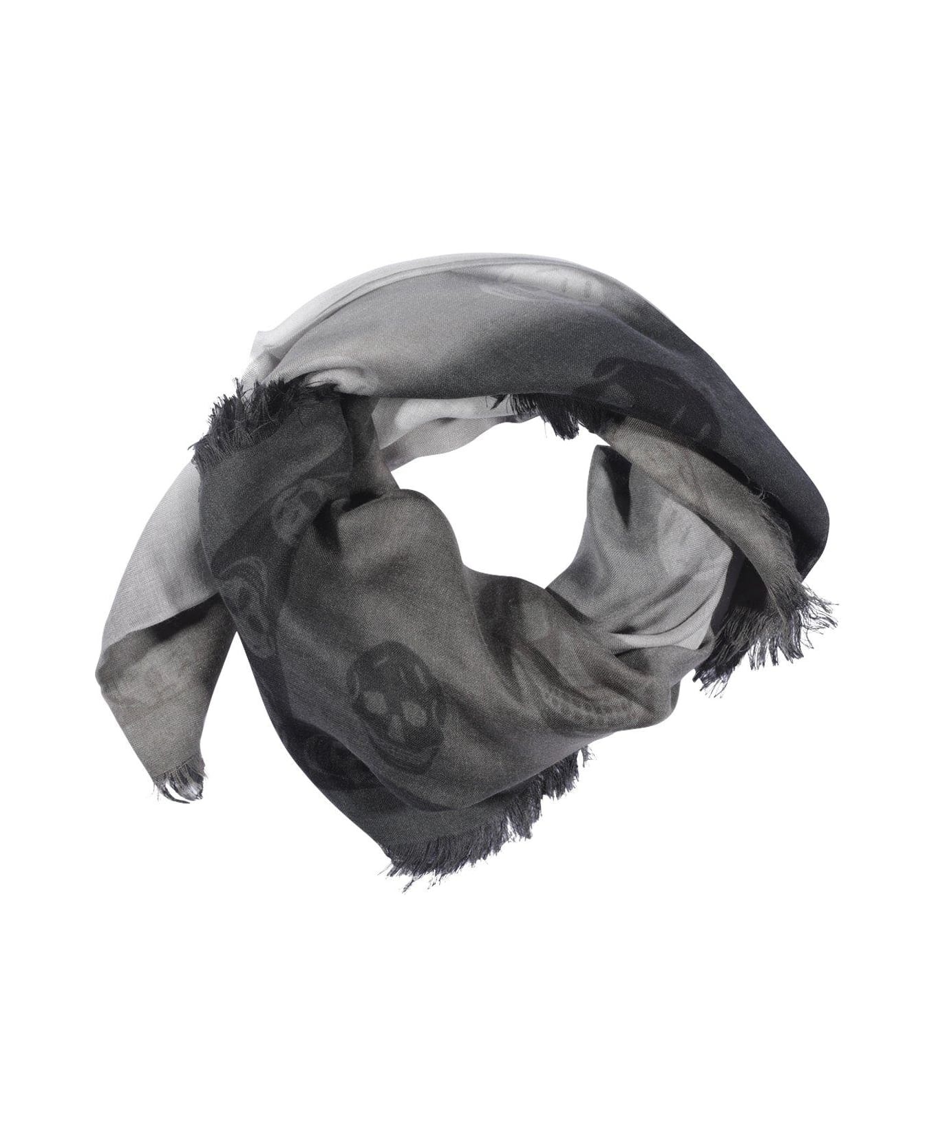 Skull Printed Frayed Edge Scarf - 2