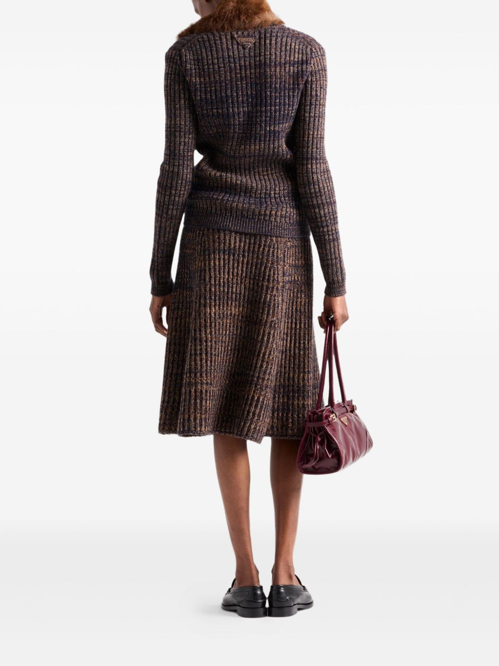 ribbed flared knit midi skirt - 3