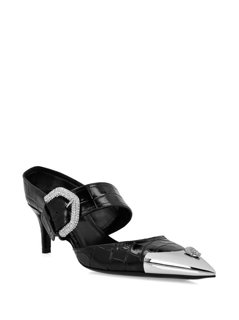 PHILIPP PLEIN 55mm rhinestone-skull mules outlook