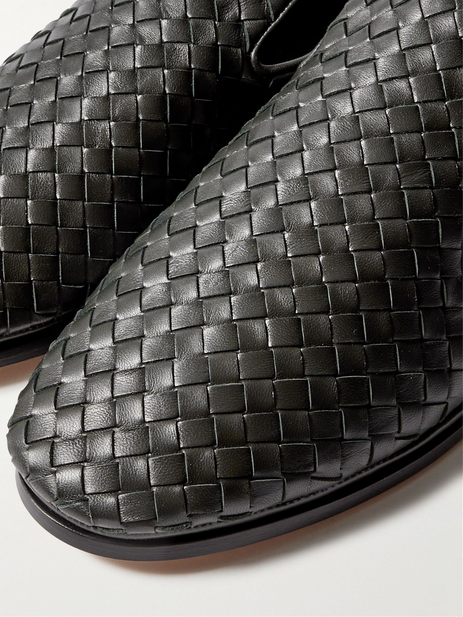 Intrecciato Full-Grain Leather Slippers Dark green - 6